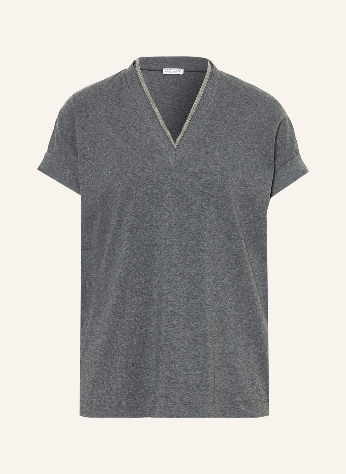 Image of Brunello Cucinelli T-Shirt Mit Perlen grau