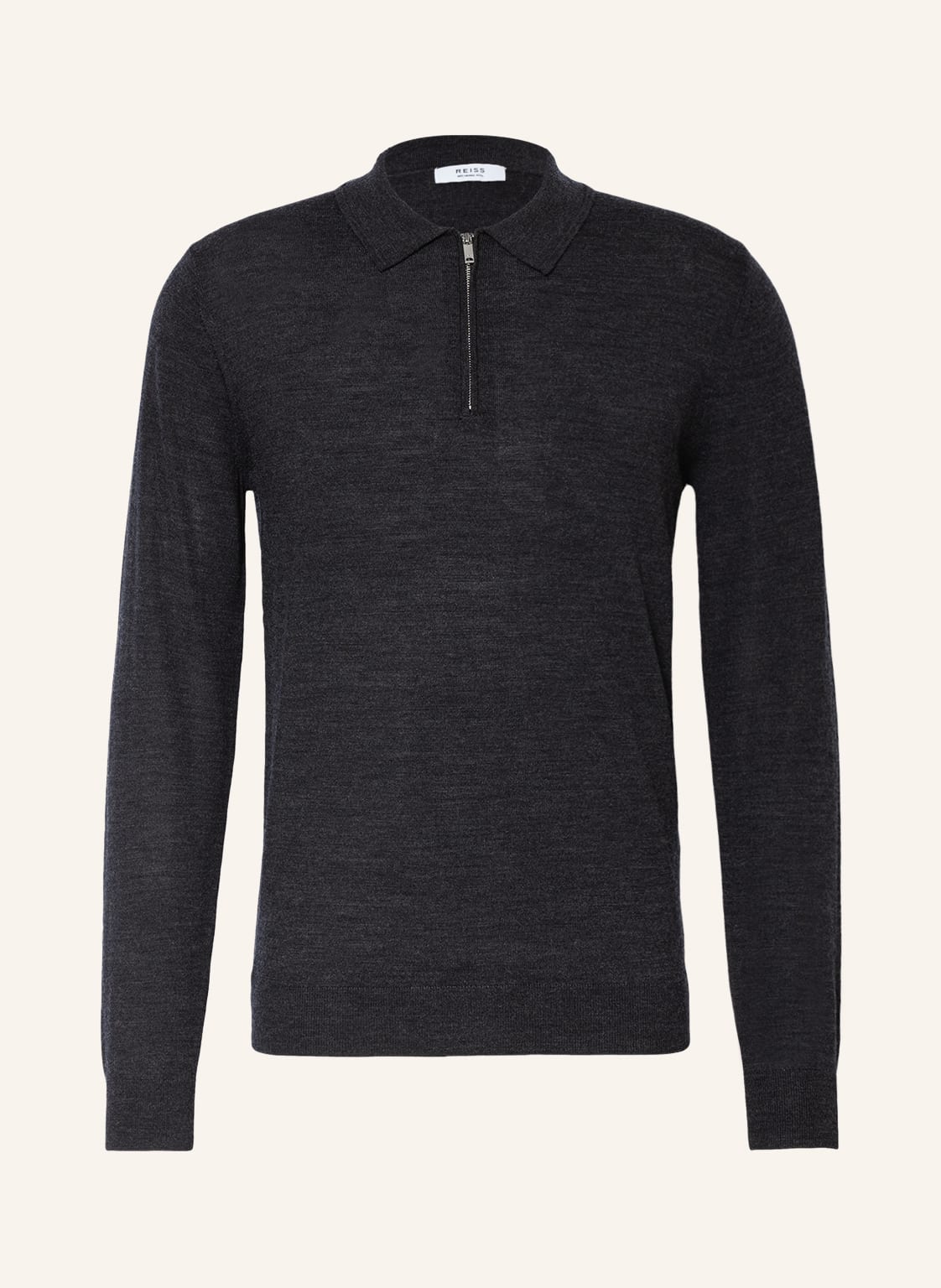 Image of Reiss Strick-Poloshirt Robertson Aus Merinowolle grau