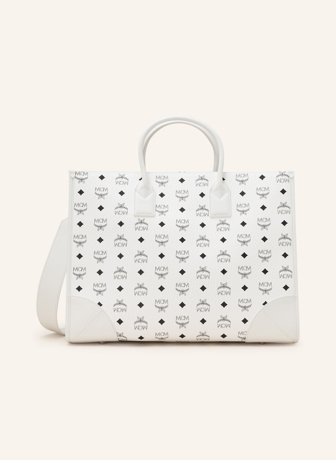 Image of Mcm Shopper München Extra Large Mit Pouch weiss