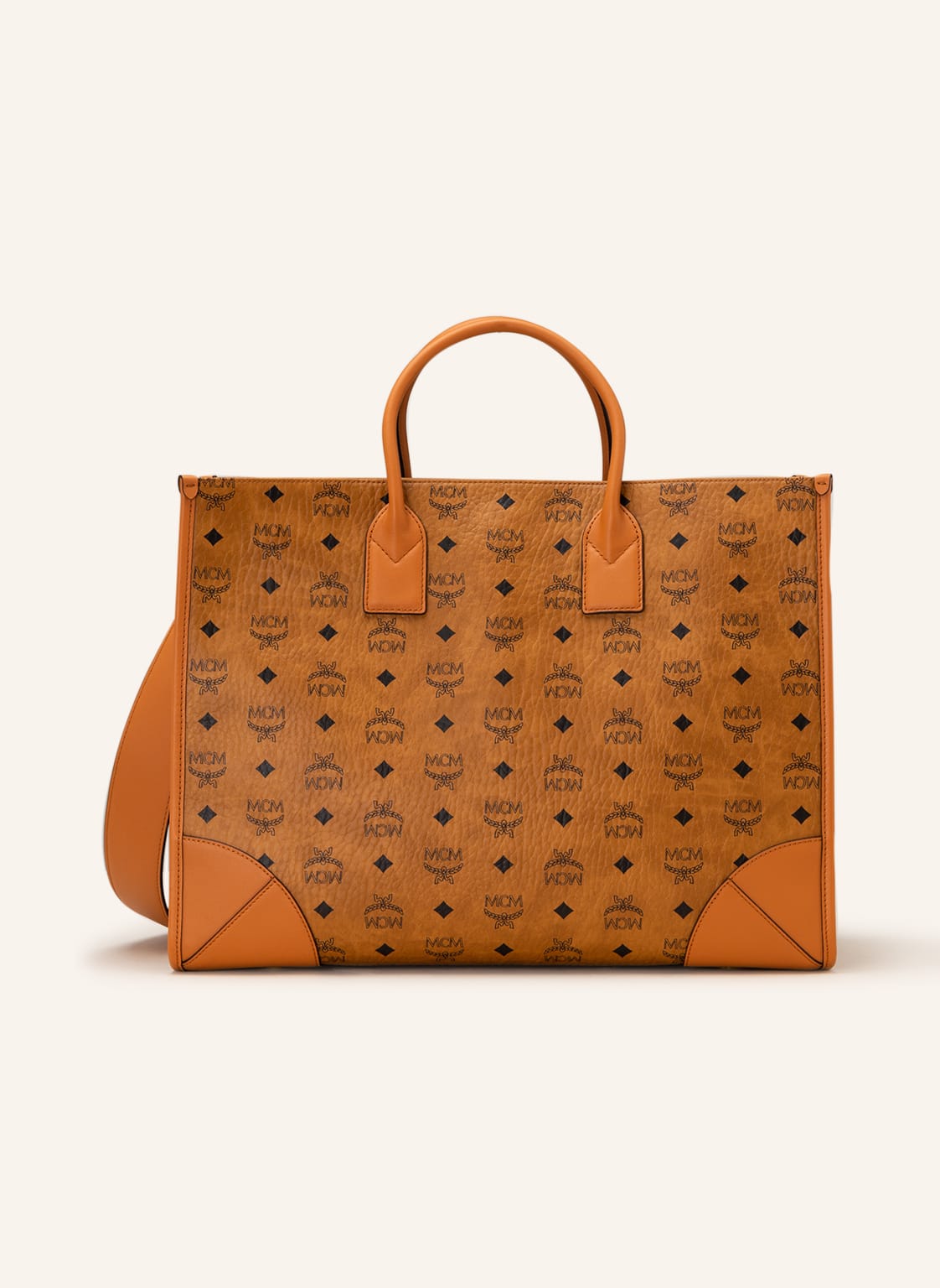 Image of Mcm Shopper München Extra Large Mit Pouch braun