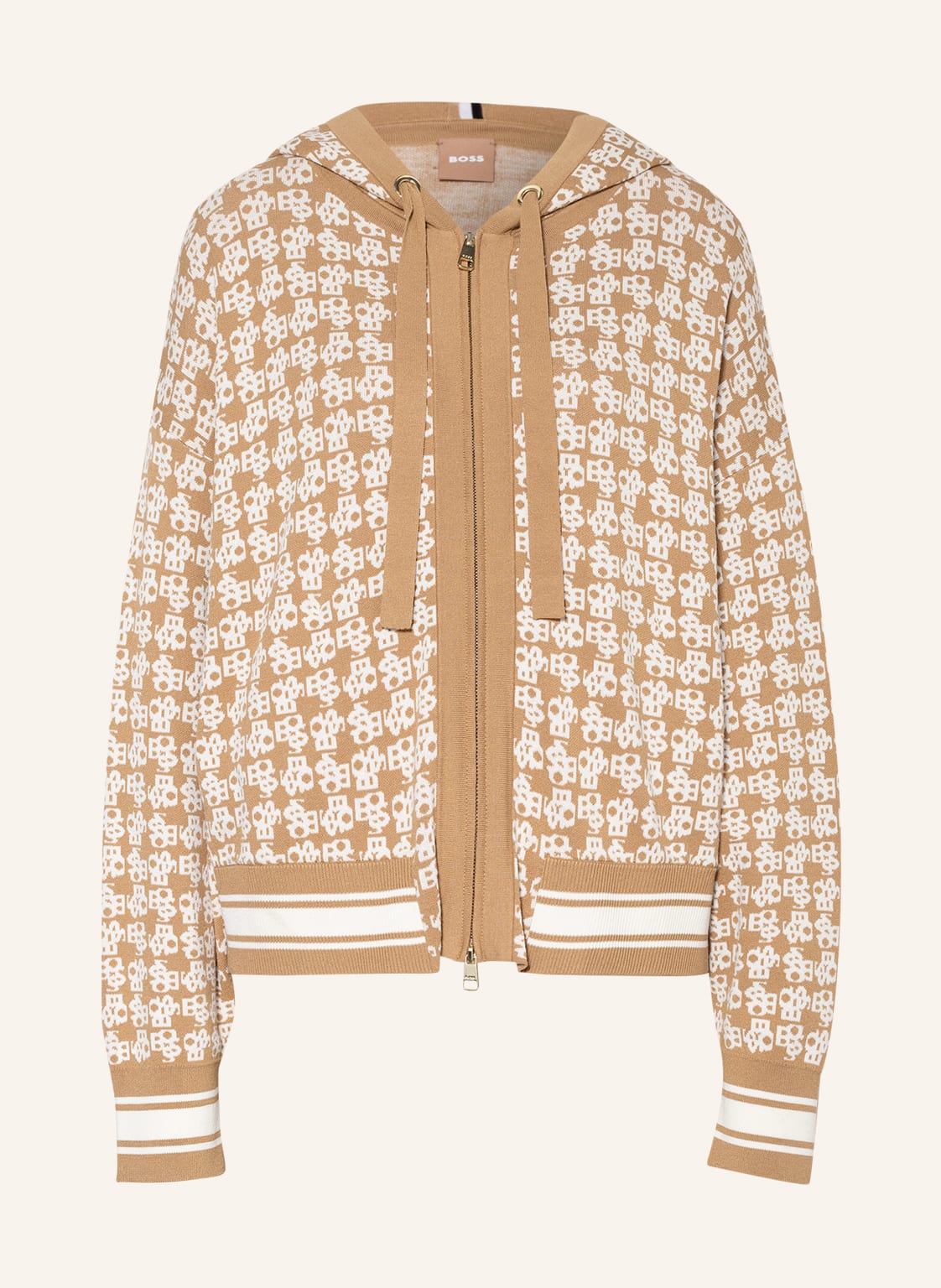 Image of Boss Oversized-Strickjacke Fantora beige