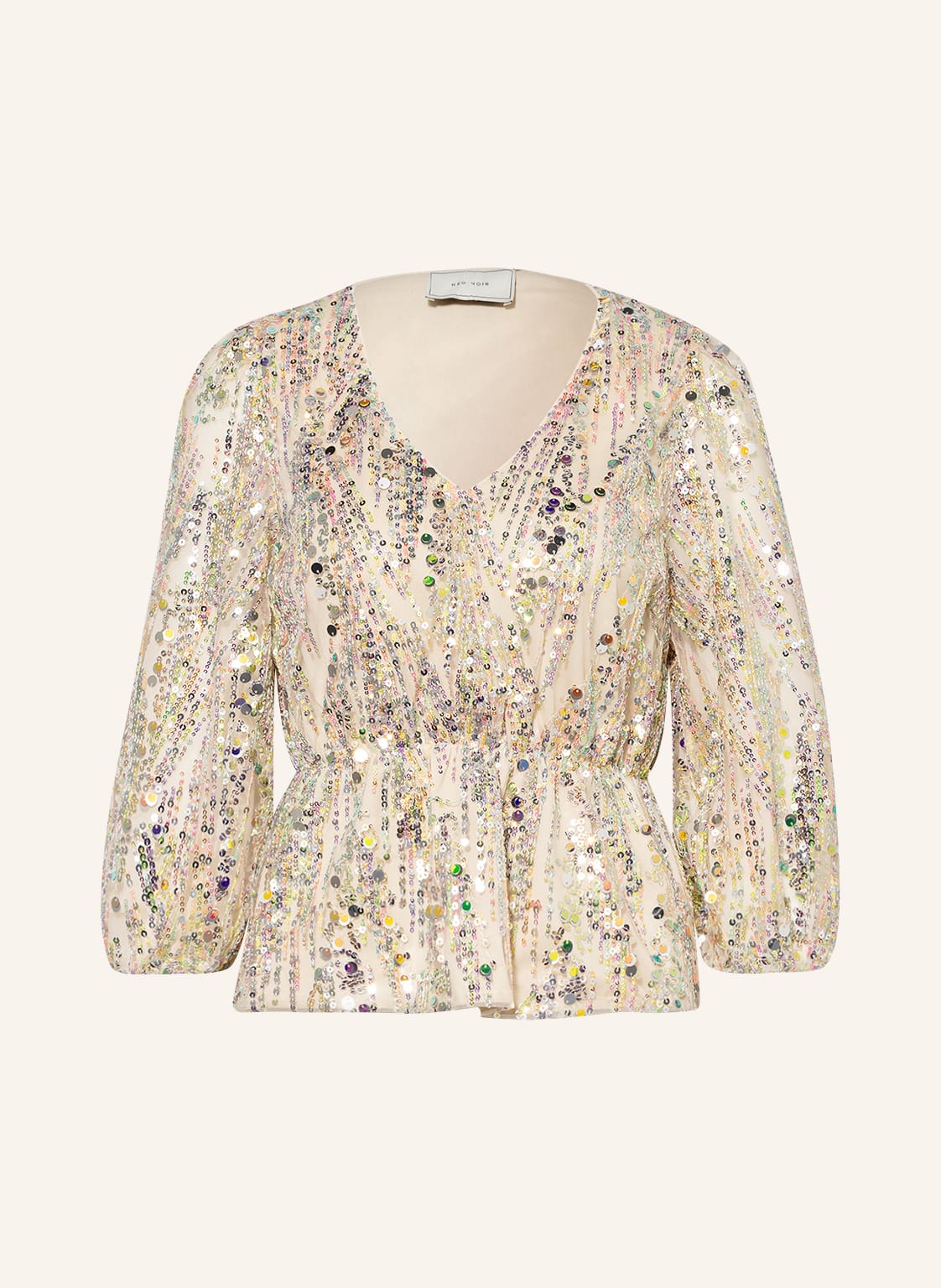 Image of Neo Noir Blusenshirt Mina Mit 3/4-Arm Und Pailletten beige