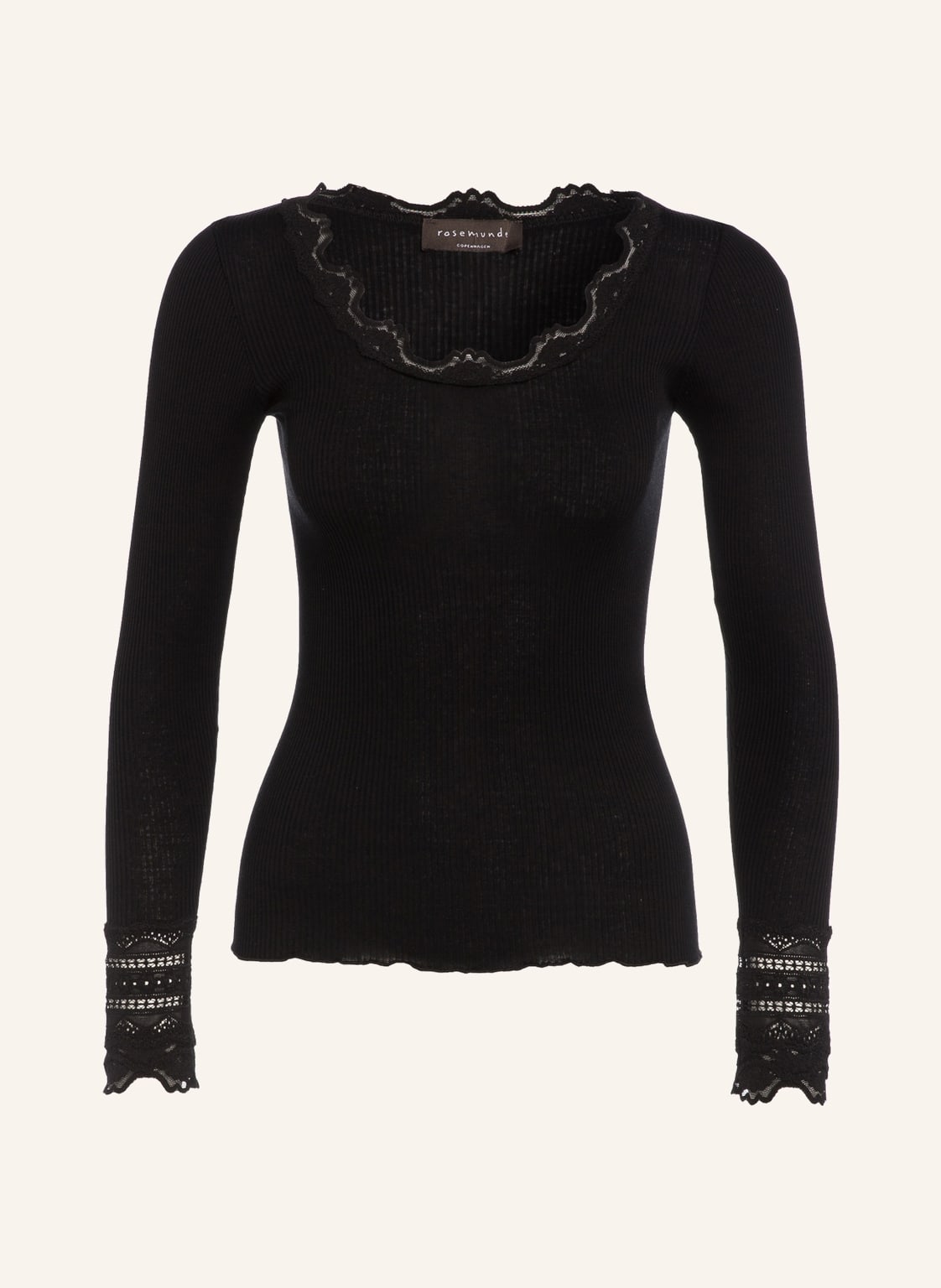 Image of Rosemunde Longsleeve Aus Seide schwarz