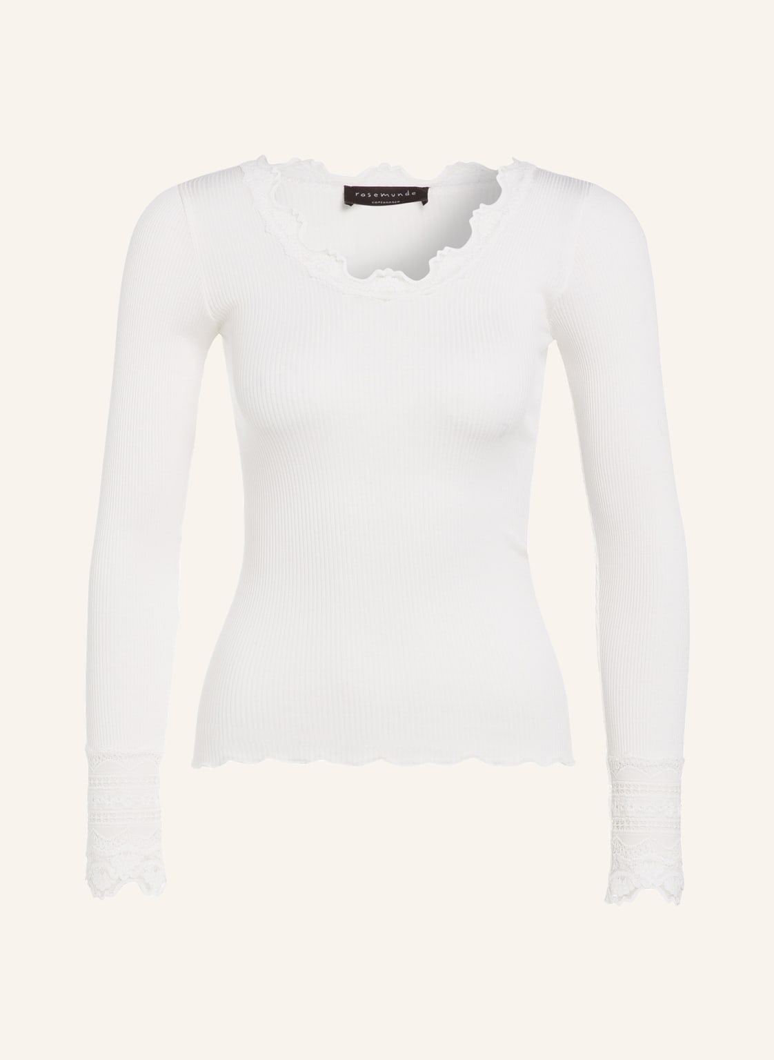 Image of Rosemunde Longsleeve Aus Seide weiss