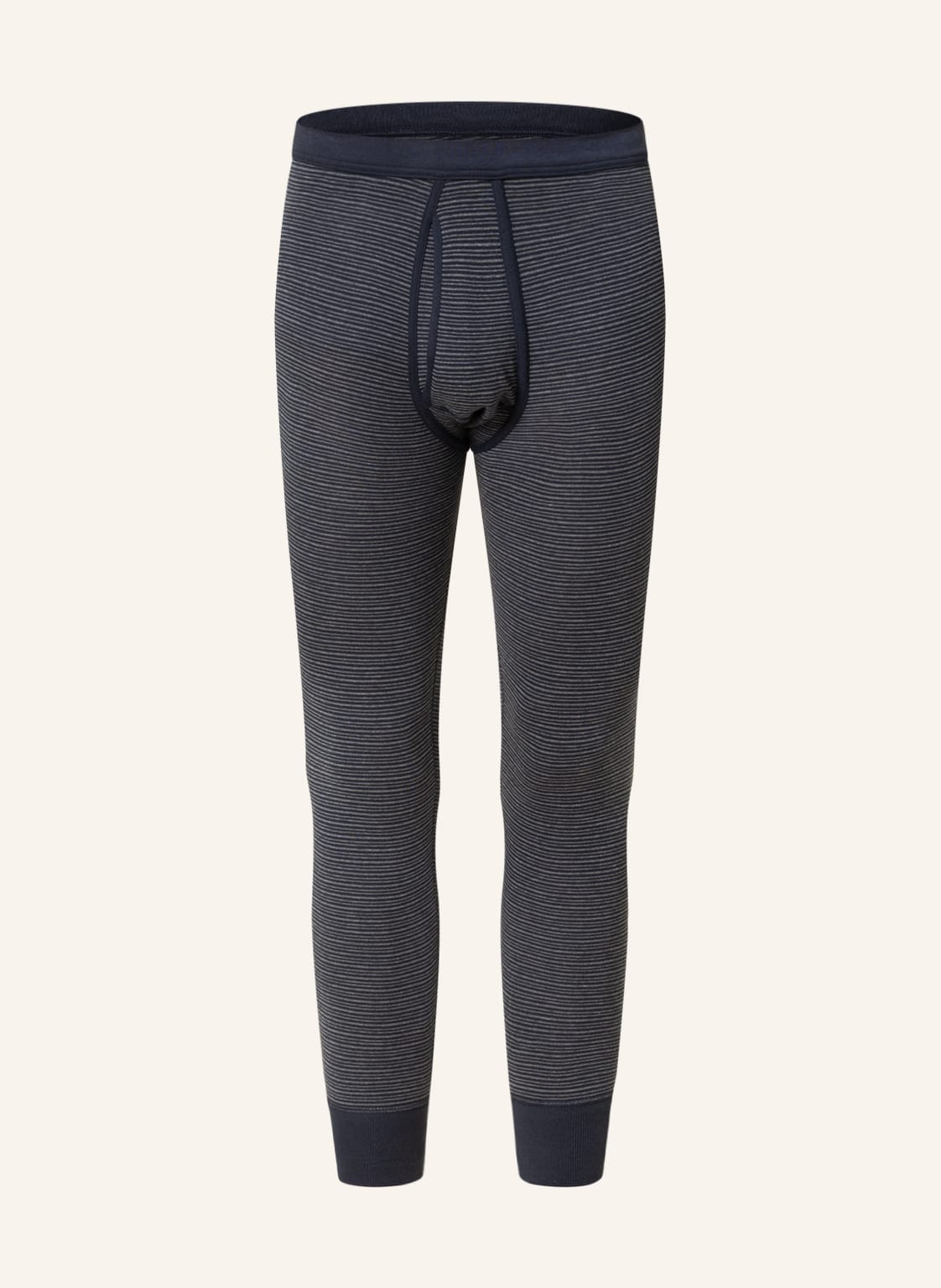 Image of Schiesser Lange Unterhose Feinripp Melange blau