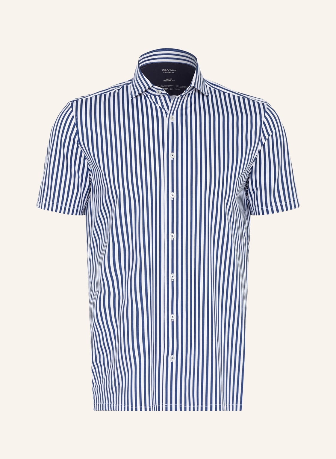 Image of Olymp Kurzarm-Hemd Luxor 24/Seven Modern Fit Aus Jersey blau