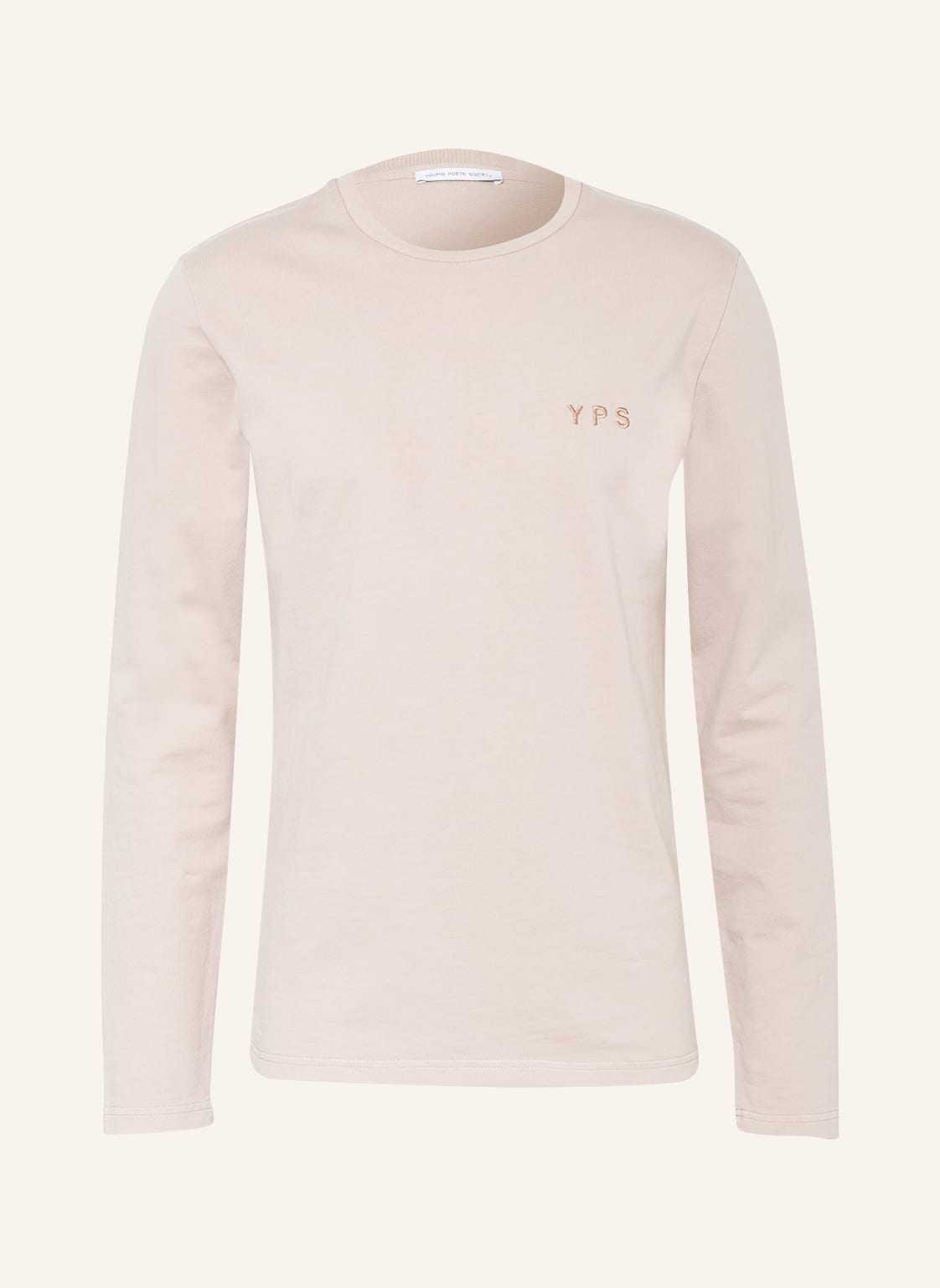 Image of Young Poets Longsleeve Lio Spray Logo Slim Fit beige