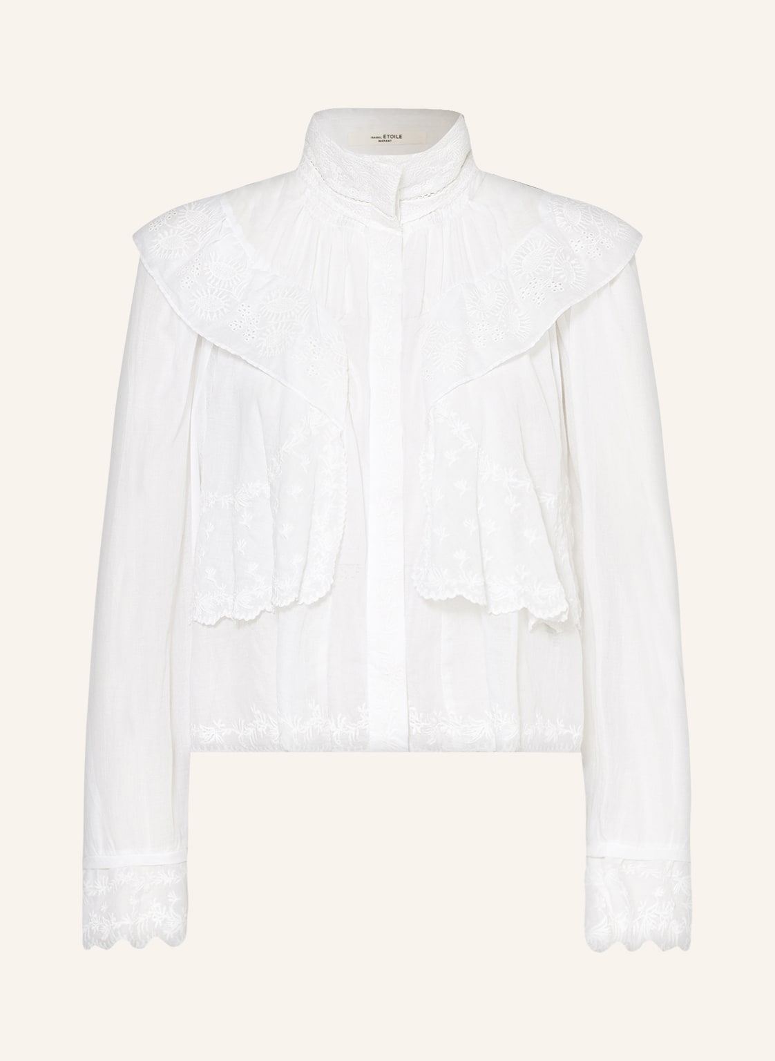 Image of Isabel Marant Étoile Bluse Lelmon Mit Volants Und Lochspitze weiss