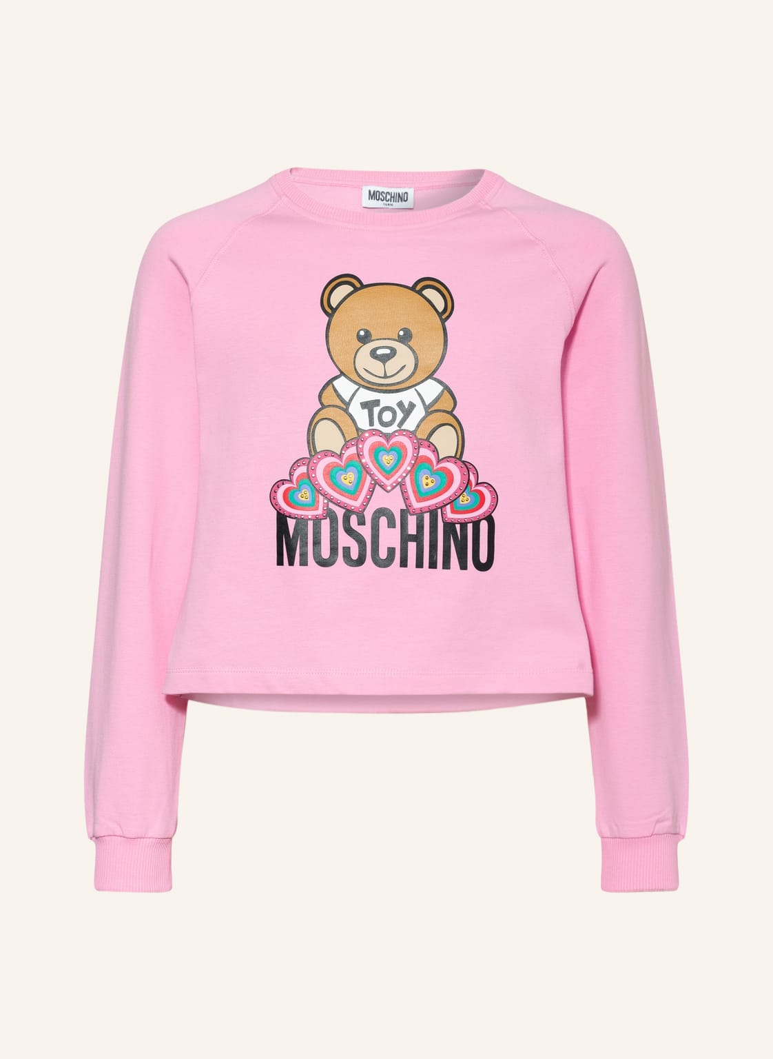 Image of Moschino Cropped-Sweatshirt Mit Schmucksteinen rosa