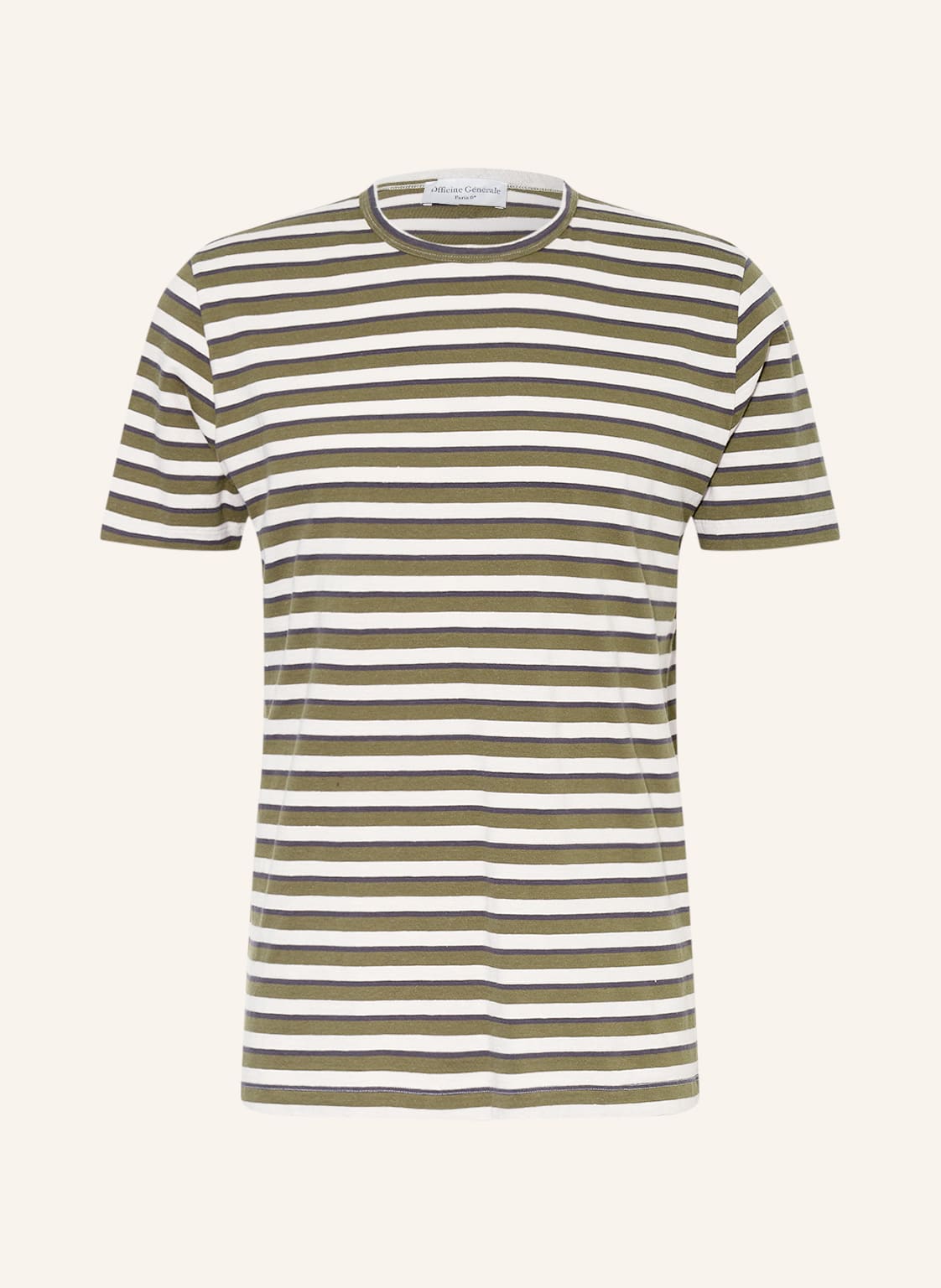 Image of Officine Générale T-Shirt Stripe gruen