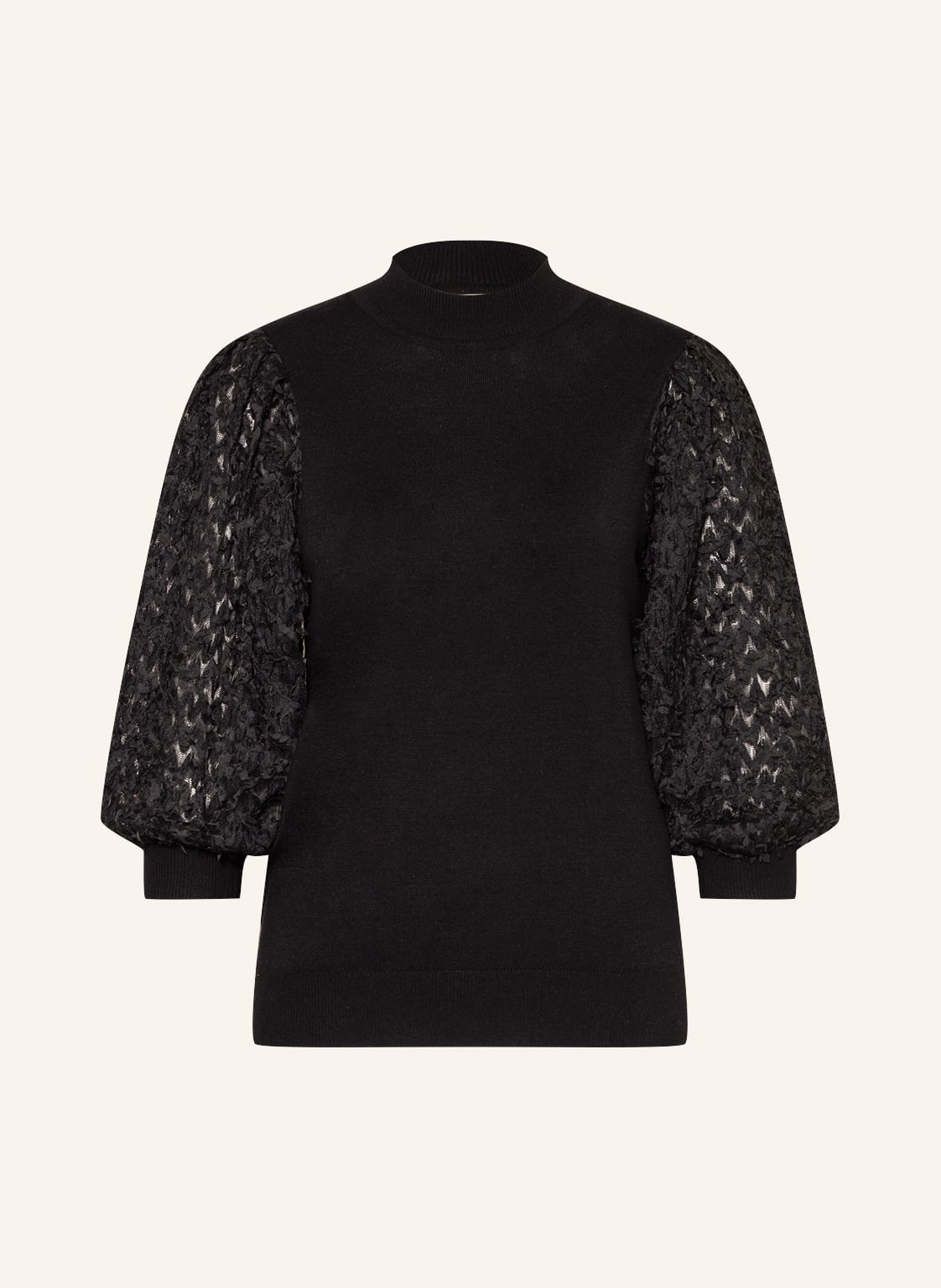 Image of Freequent Pullover Fqdotka Im Materialmix Mit 3/4-Arm schwarz