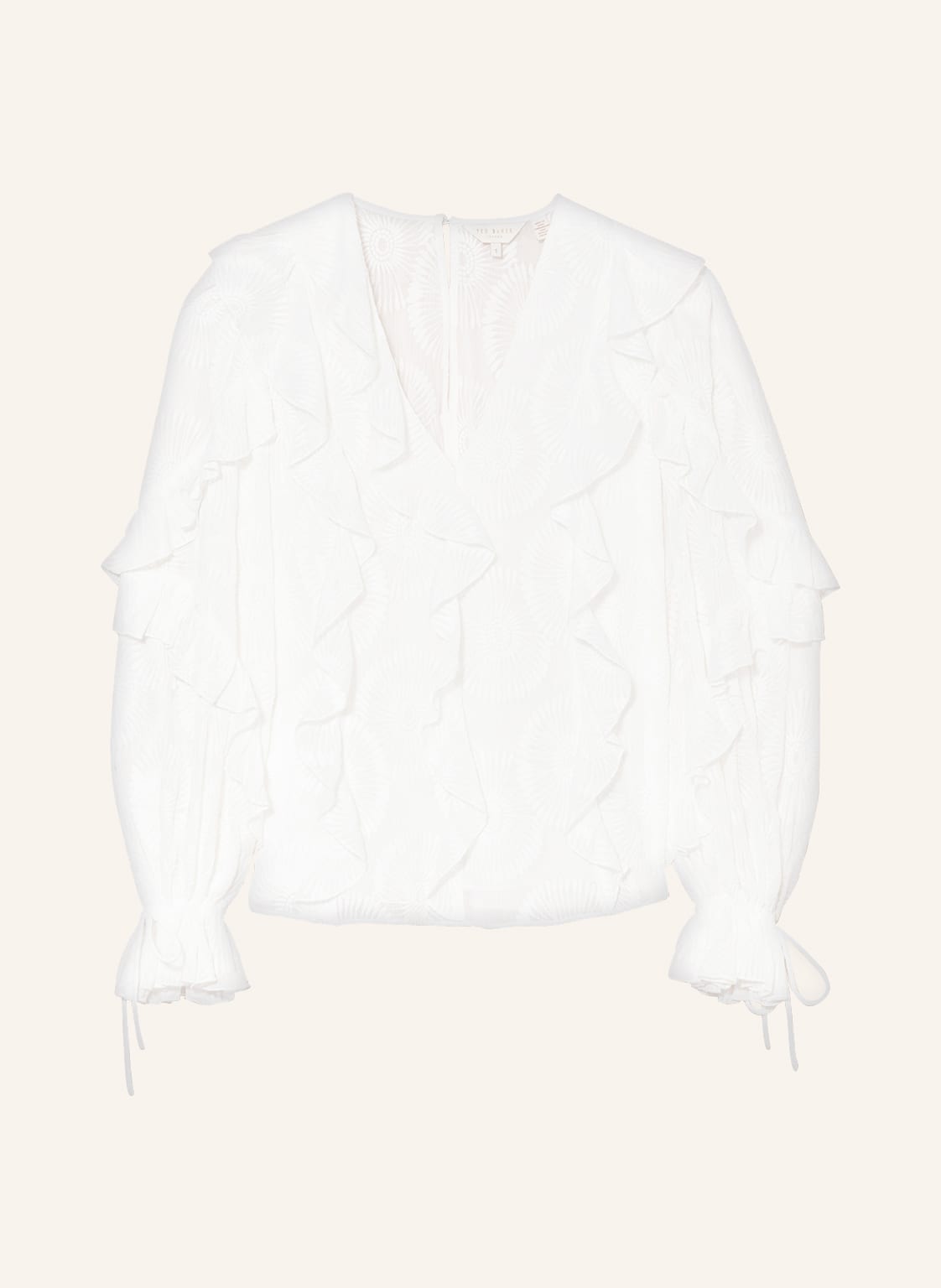 Image of Ted Baker Bluse Janeio Mit Rüschen Und Stickereien weiss