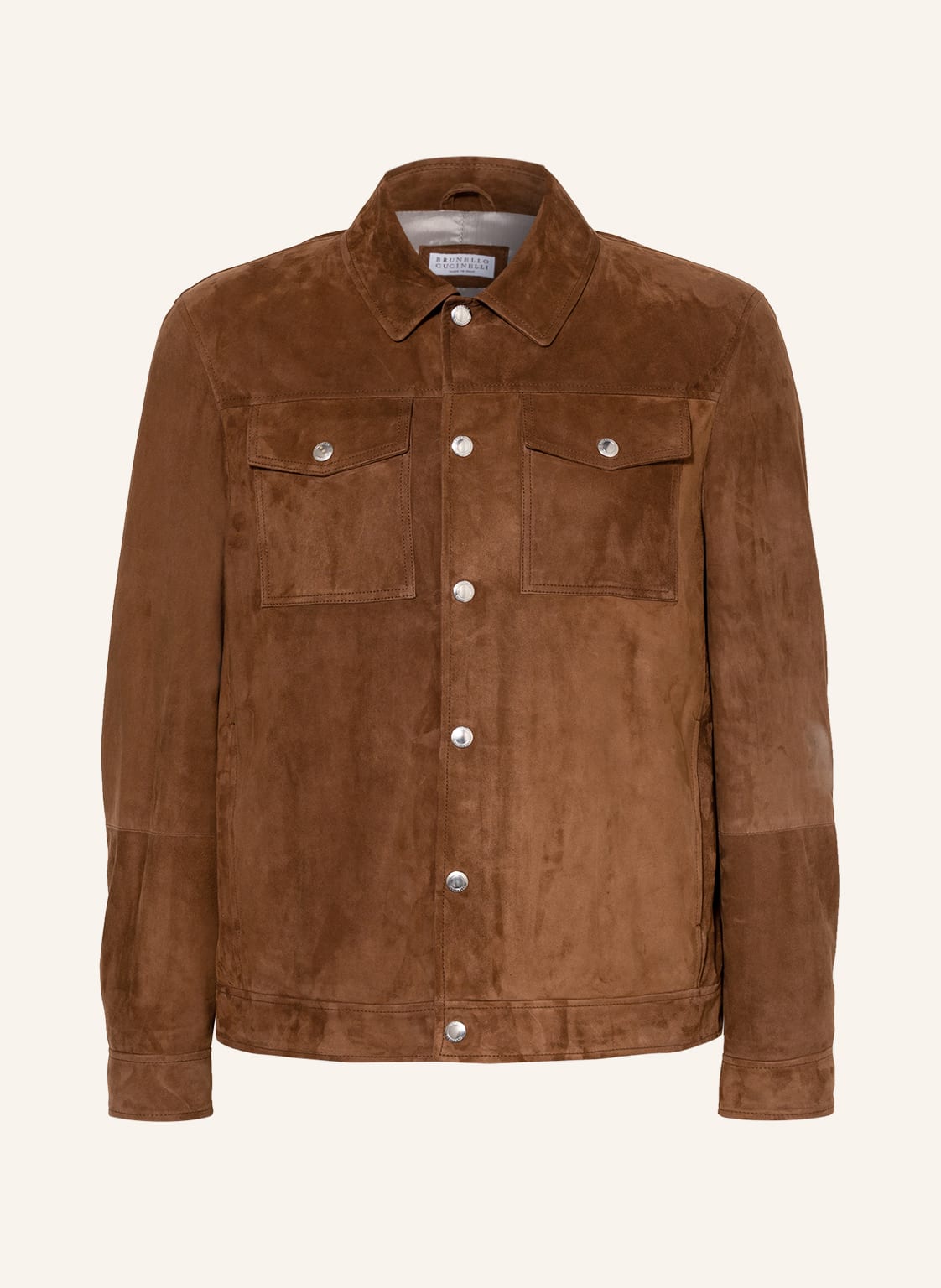 Image of Brunello Cucinelli Leder-Overshirt braun