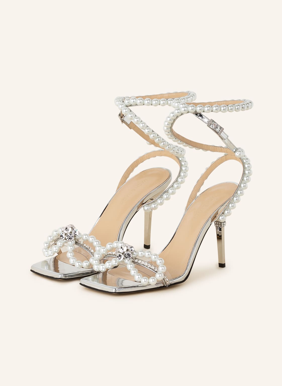 Image of Mach & Mach Sandaletten Mit Perlen Und Schmucksteinen weiss