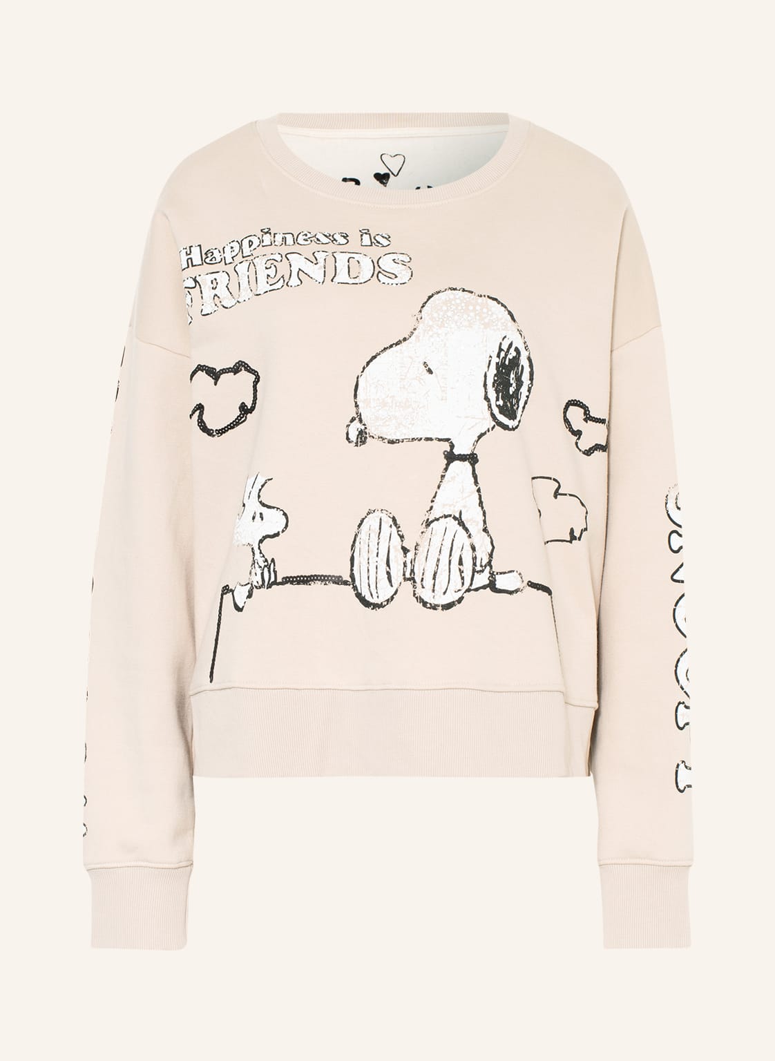 Image of Frogbox Sweatshirt Mit Pailletten Und Schmucksteinen beige