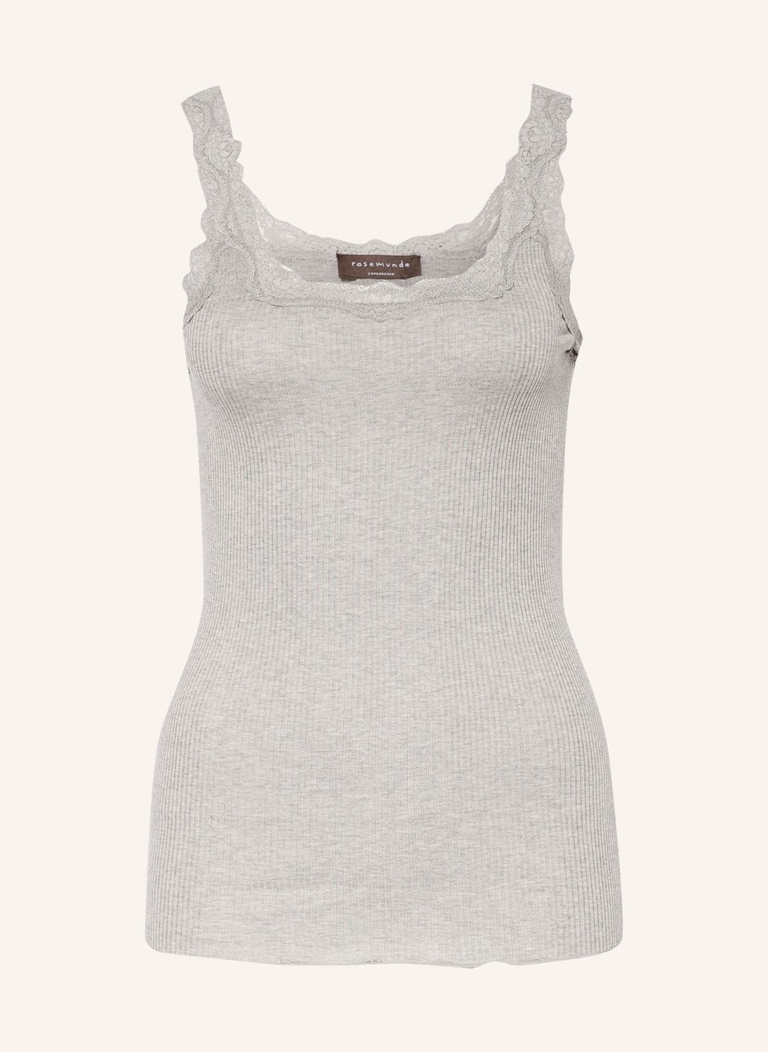 Image of Rosemunde Seidentop Babette Mit Spitzenbesatz grau