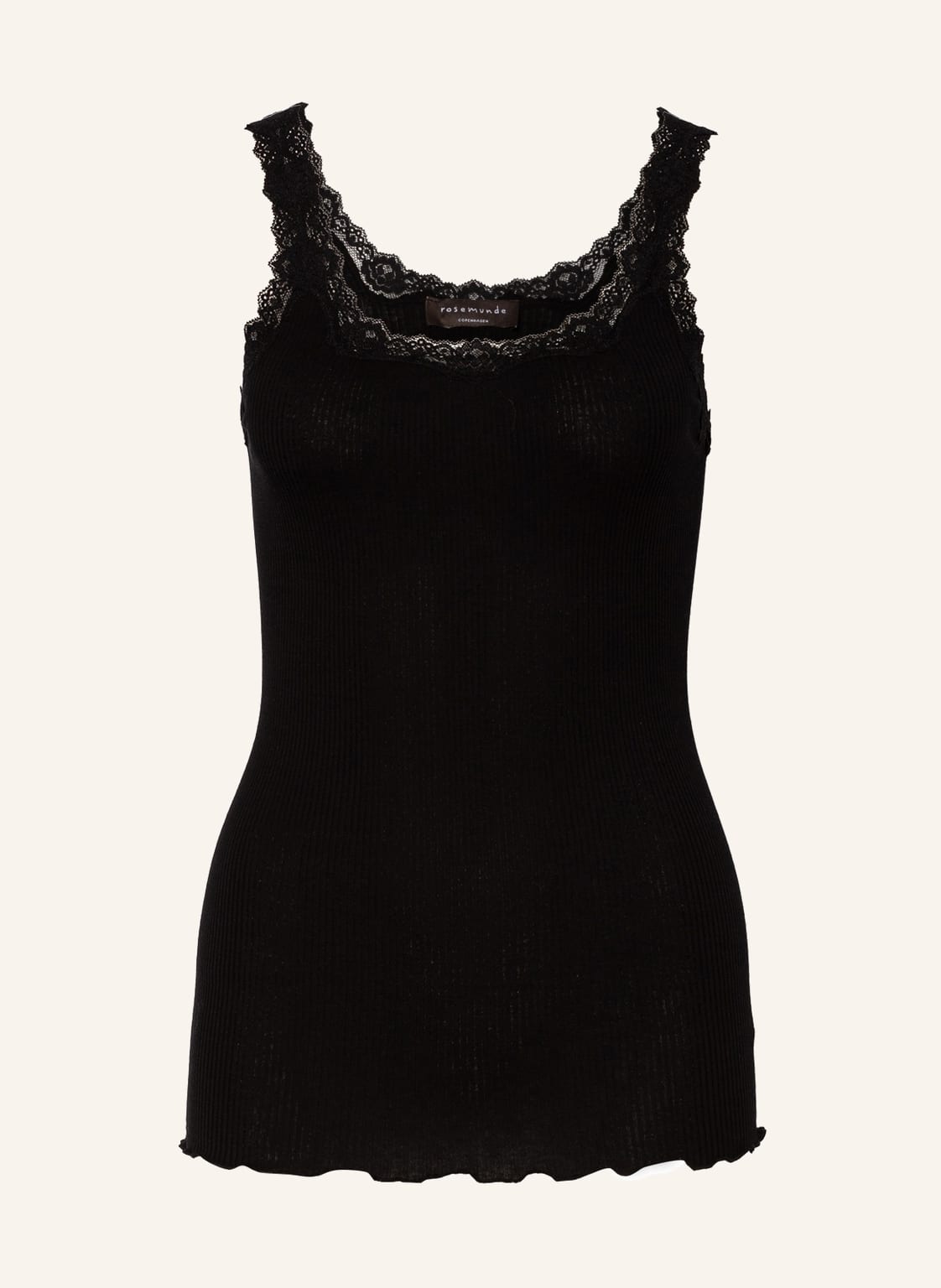 Image of Rosemunde Seidentop Babette Mit Spitzenbesatz schwarz