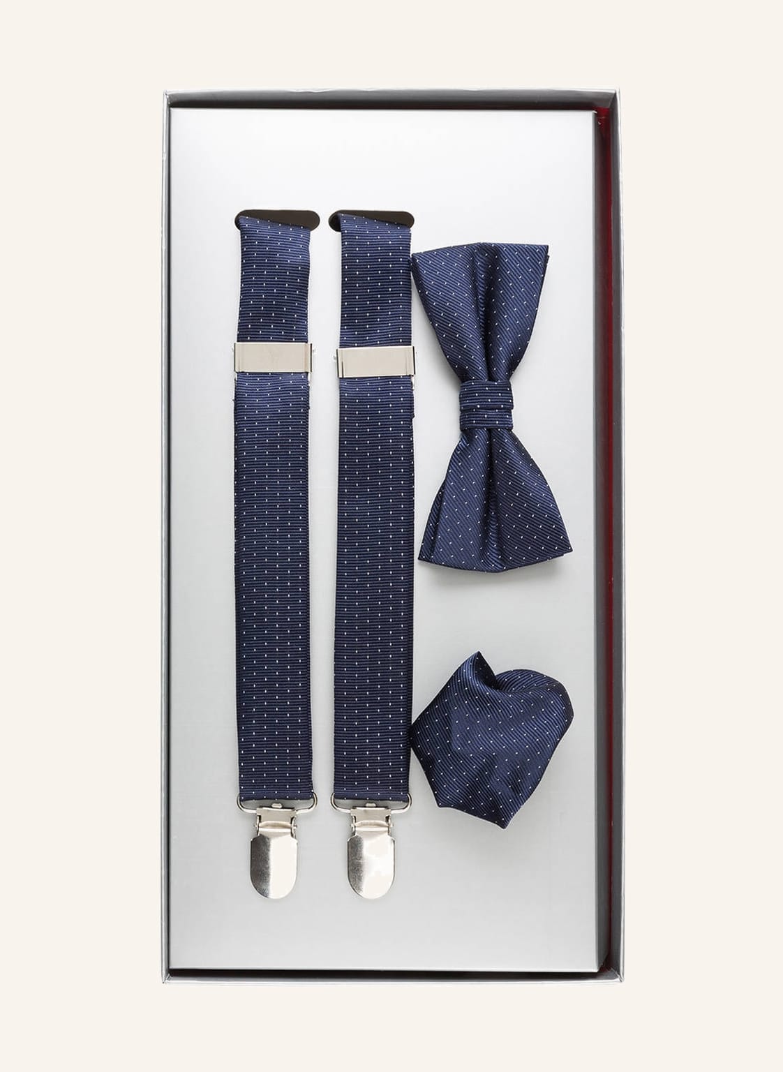 Image of Paul Set: Hosenträger, Schleife Und Einstecktuch blau