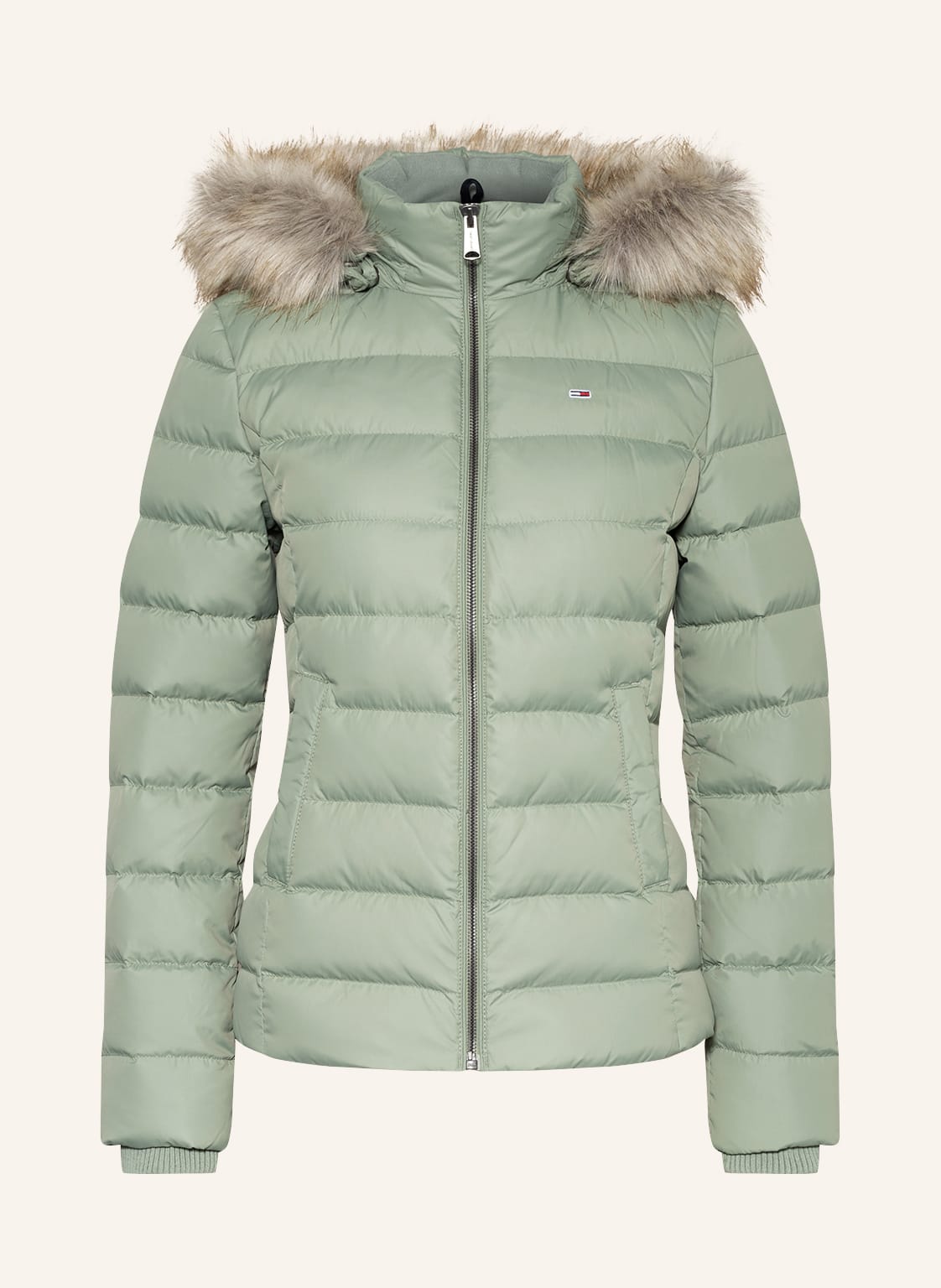 Image of Tommy Jeans Daunenjacke Mit Abnehmbarer Kapuze Und Kunstfellbesatz gruen
