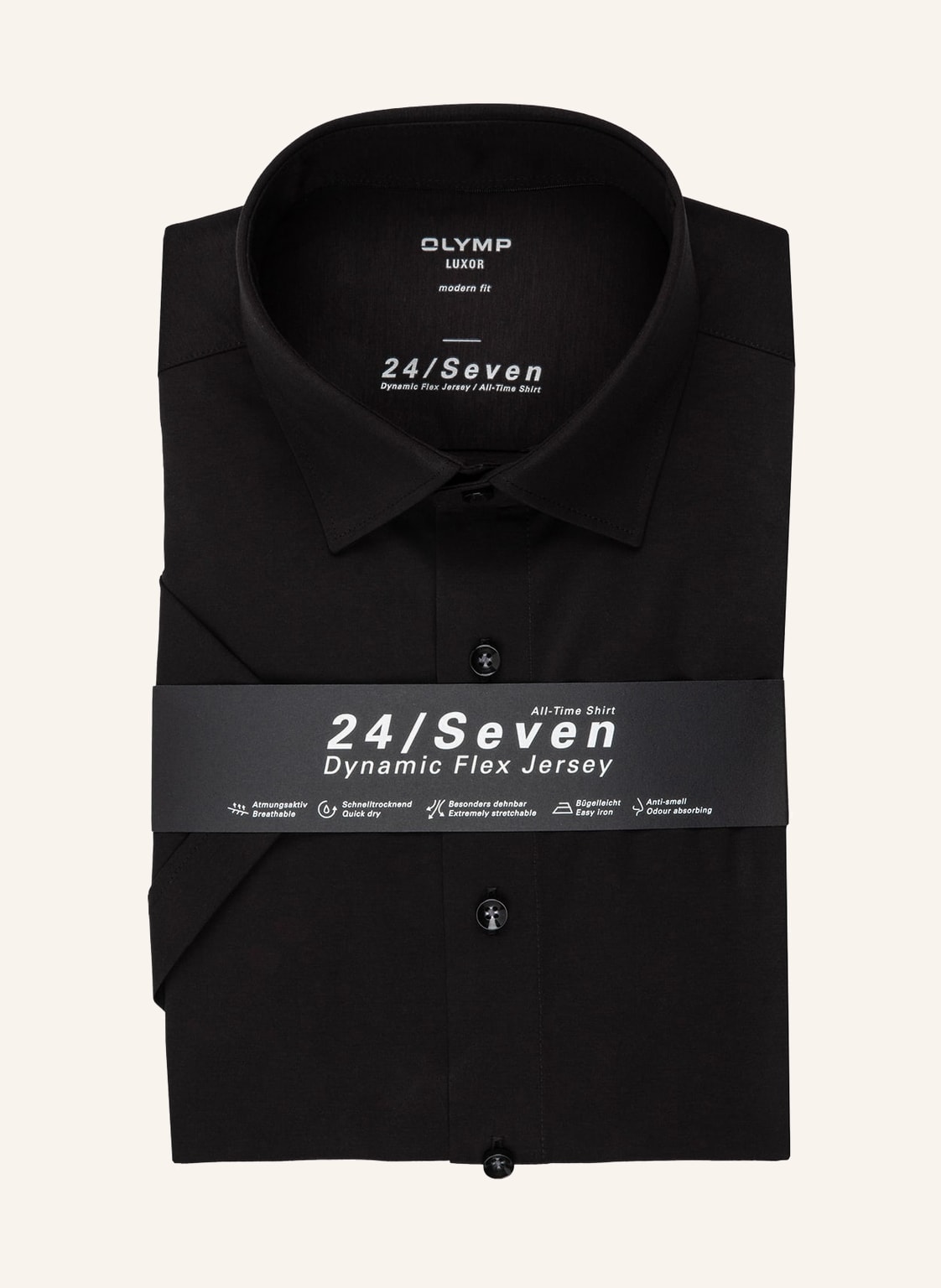 Image of Olymp Kurzarm-Hemd Luxor 24/Seven Modern Fit schwarz