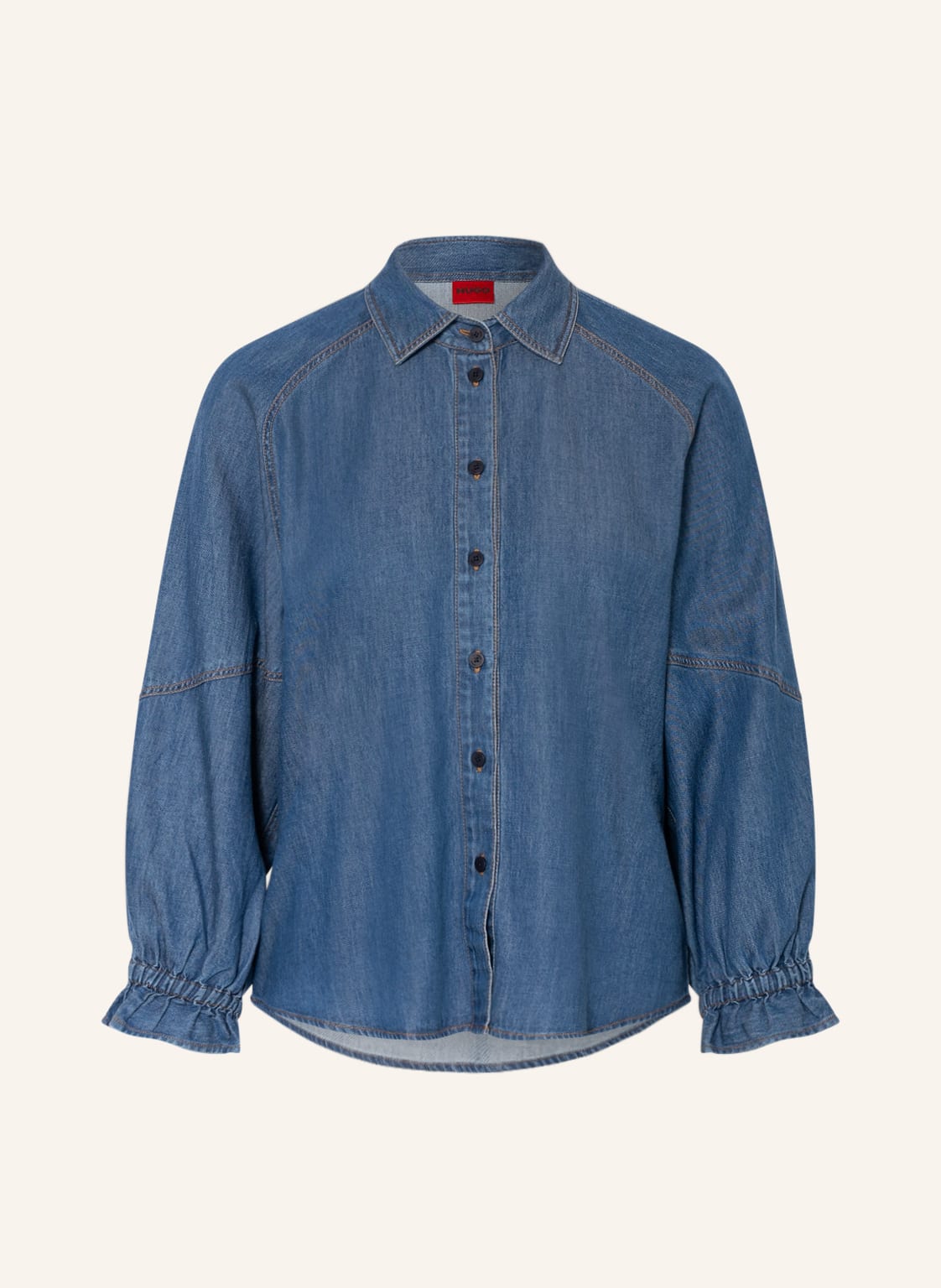 Image of Hugo Hemdbluse Erinny In Jeansoptik blau