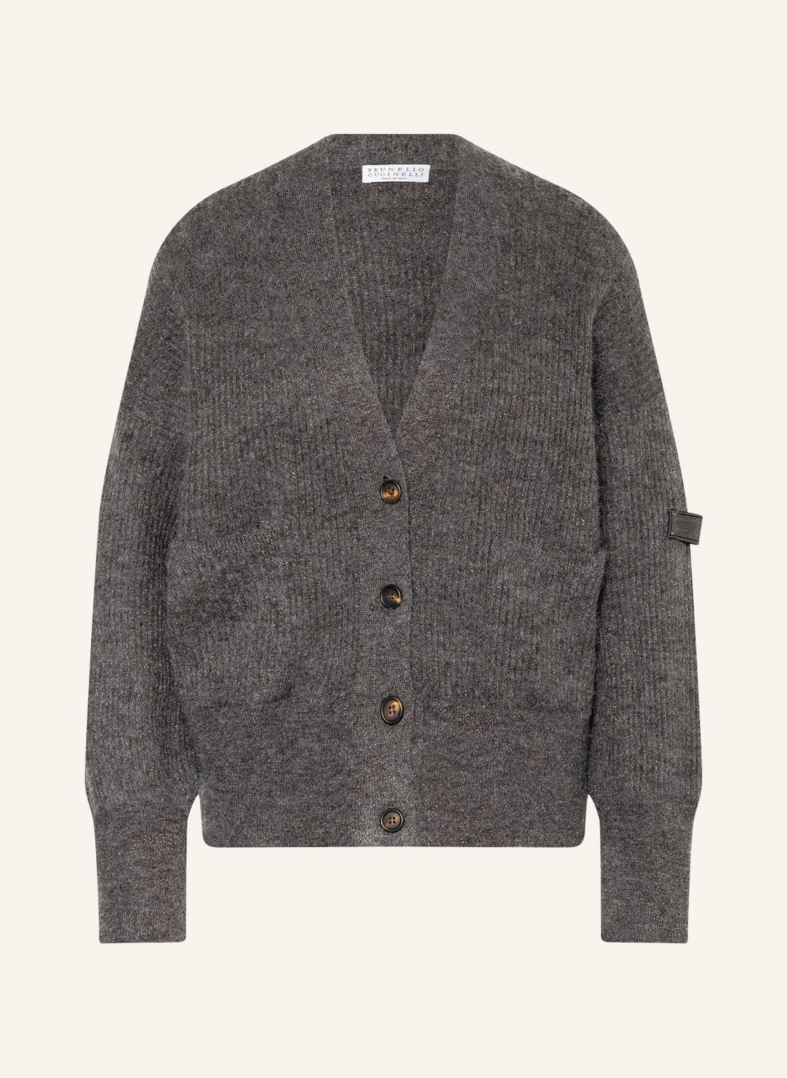 Image of Brunello Cucinelli Oversized-Strickjacke Mit Glitzergarn Und Mohair grau