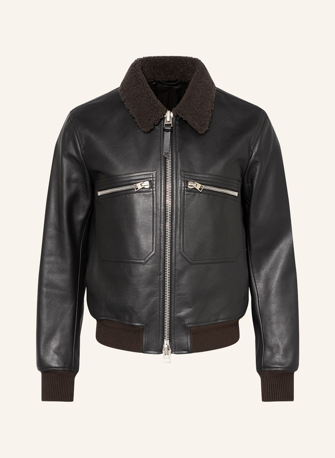 Image of Tom Ford Lederblouson Mit Echtfell schwarz