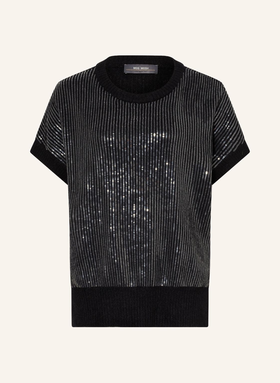 Image of Mos Mosh Kurzarm-Pullover Thora Mit Pailletten Und Alpaka schwarz