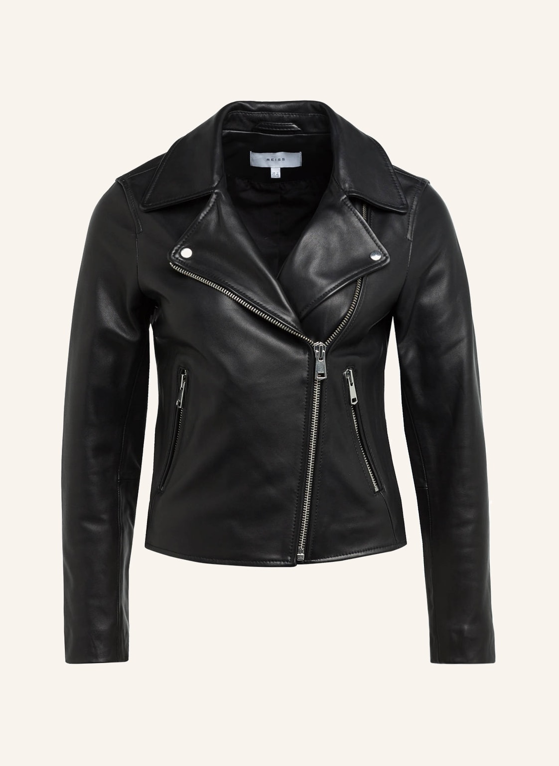 Image of Reiss Lederjacke Geo schwarz