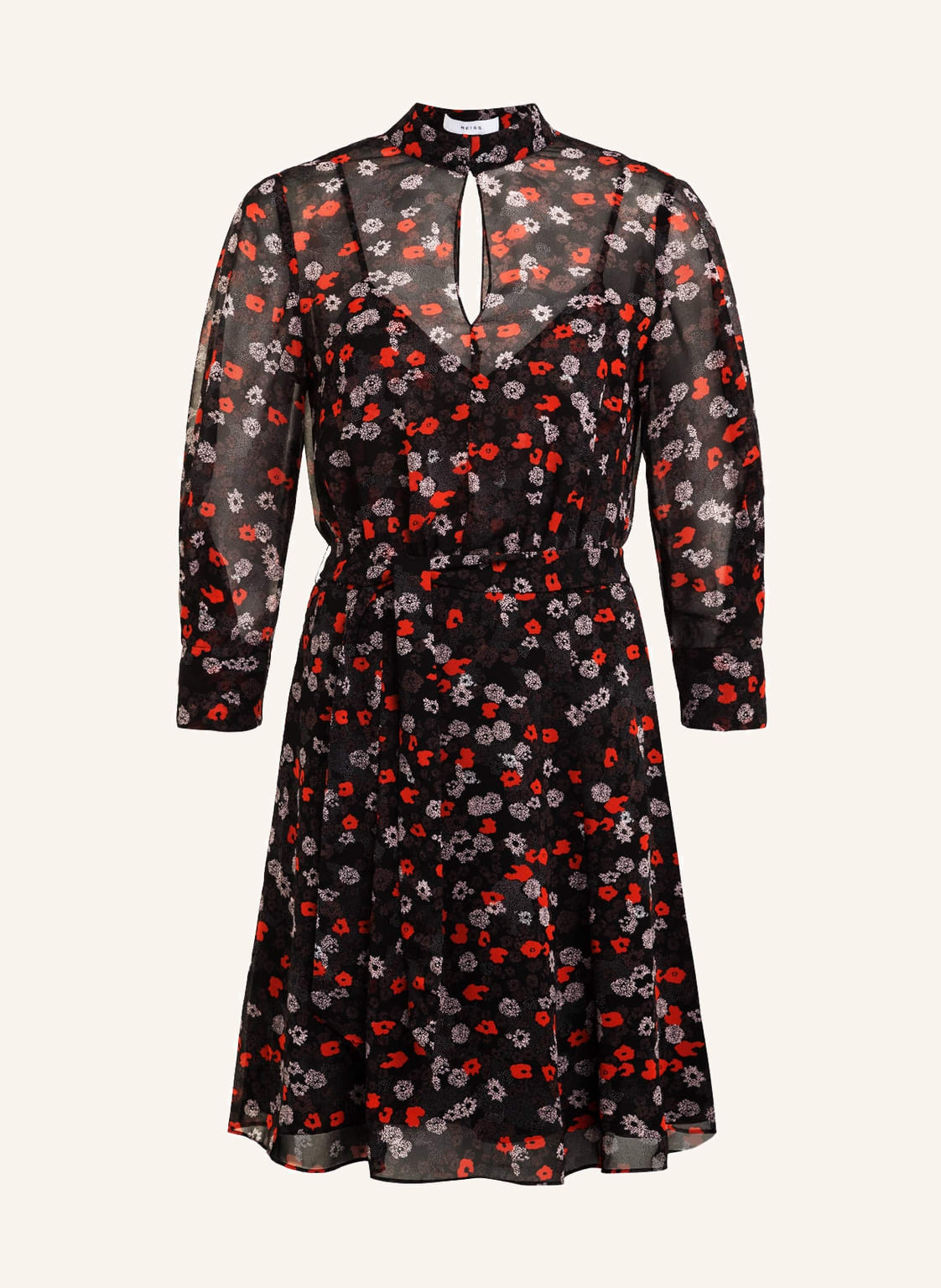 Image of Reiss Kleid Peony Mit 3/4-Arm rot