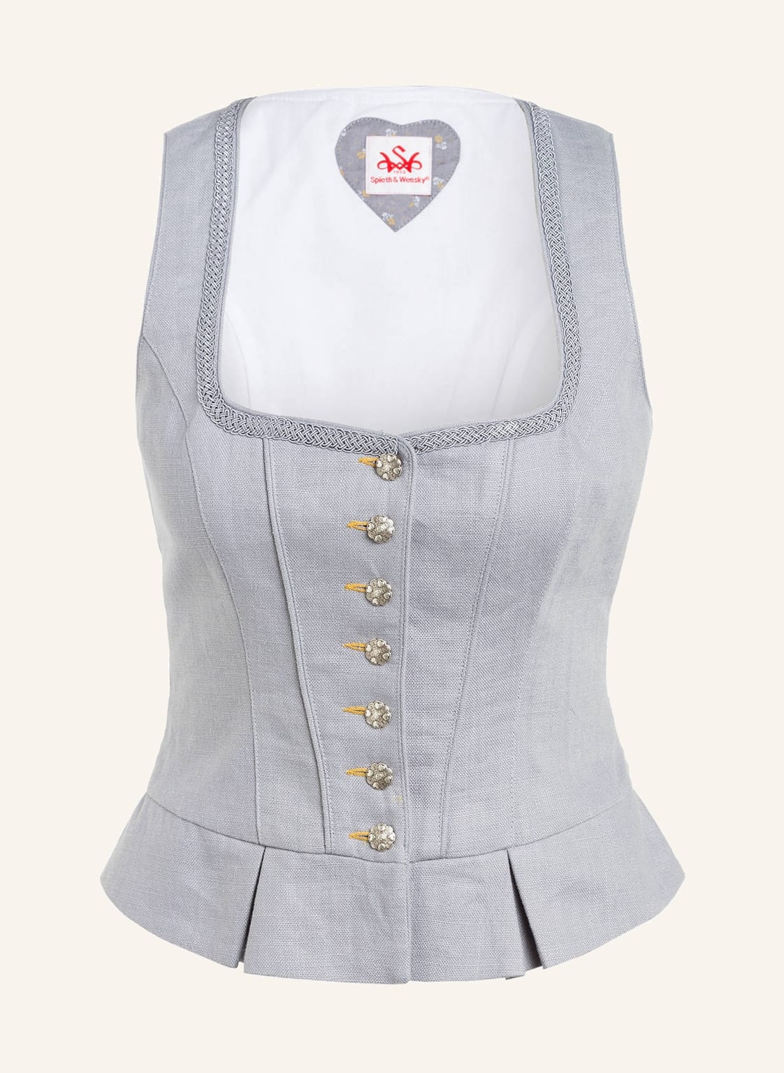 Image of Spieth & Wensky Trachtenweste Naida Aus Leinen grau