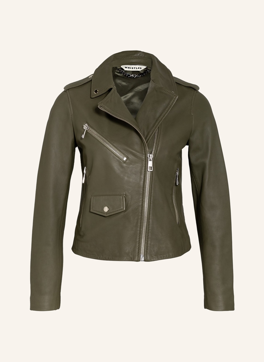 Image of Whistles Lederjacke Agnes gruen