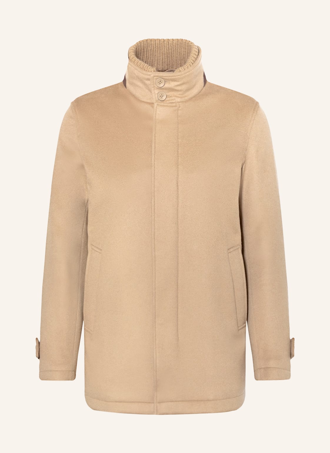 Image of Herno Cashmere-Mantel Im Materialmix beige