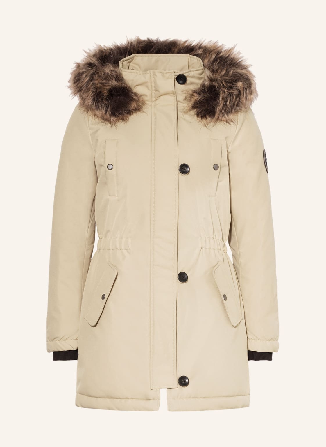 Image of Only Parka Mit Kunstfellbesatz beige