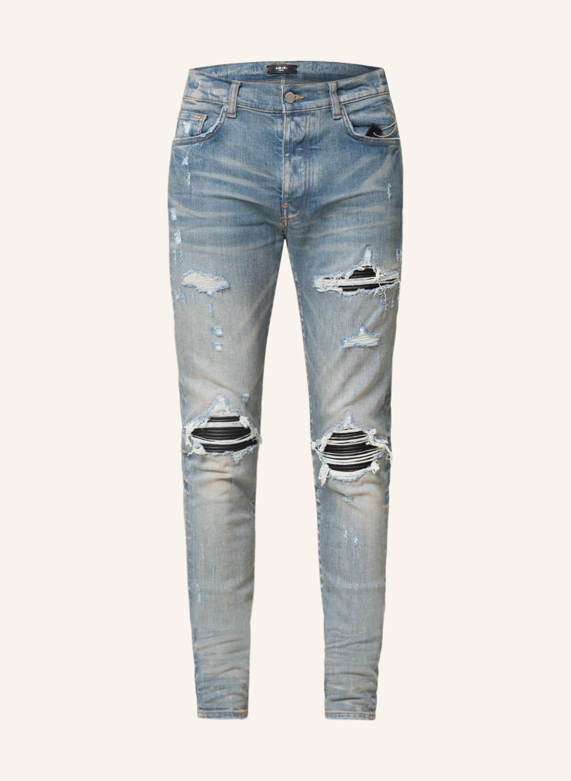 Image of Amiri Destroyed Jeans mx1 Plaid Skinny Fit blau