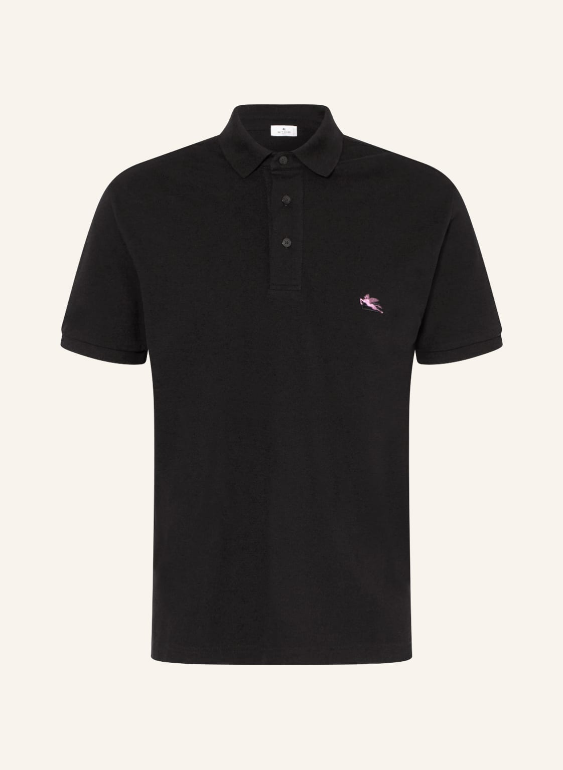 Image of Etro Piqué-Poloshirt Comfort Fit schwarz