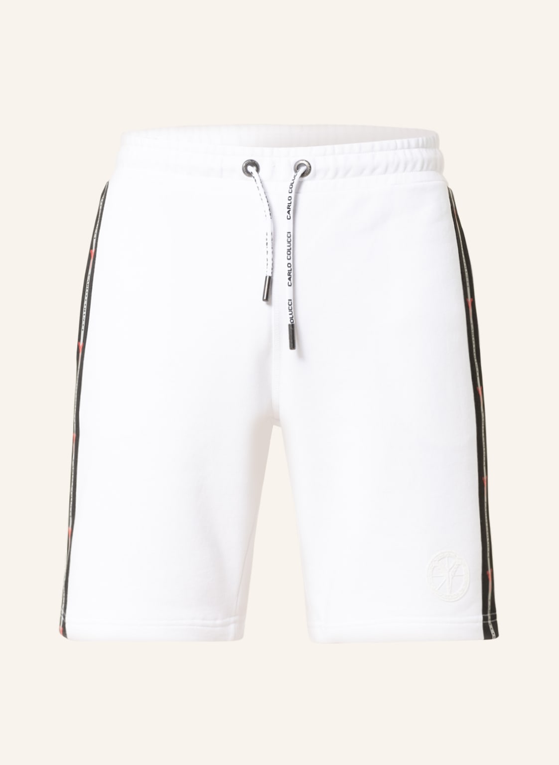 Image of Carlo Colucci Sweatshorts Mit Galonstreifen weiss