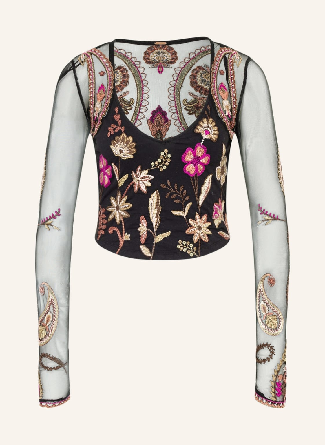 Image of Free People Cropped-Blusenshirt schwarz