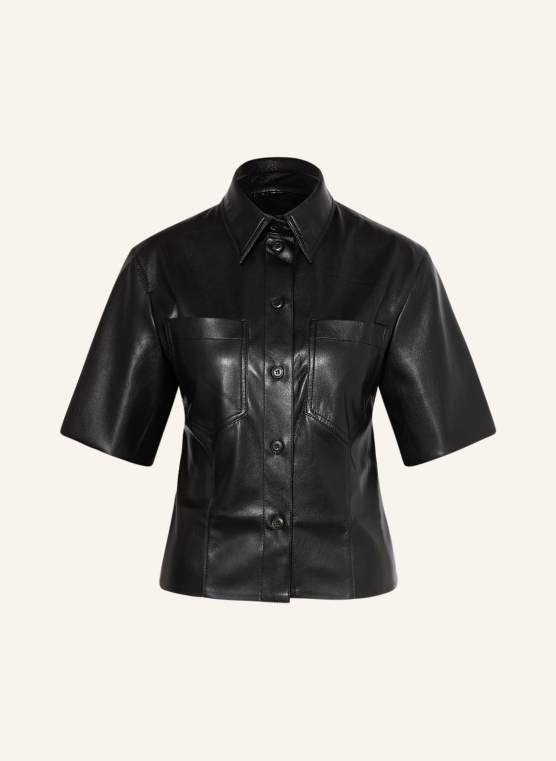 Image of Nanushka Hemdbluse Sabine In Lederoptik schwarz