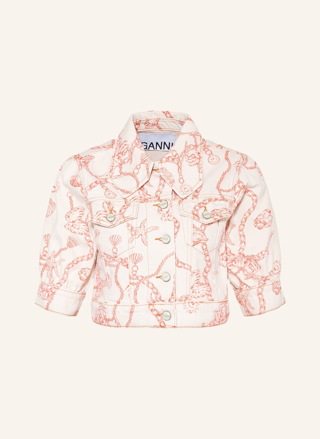 Image of Ganni Cropped-Jeansjacke weiss