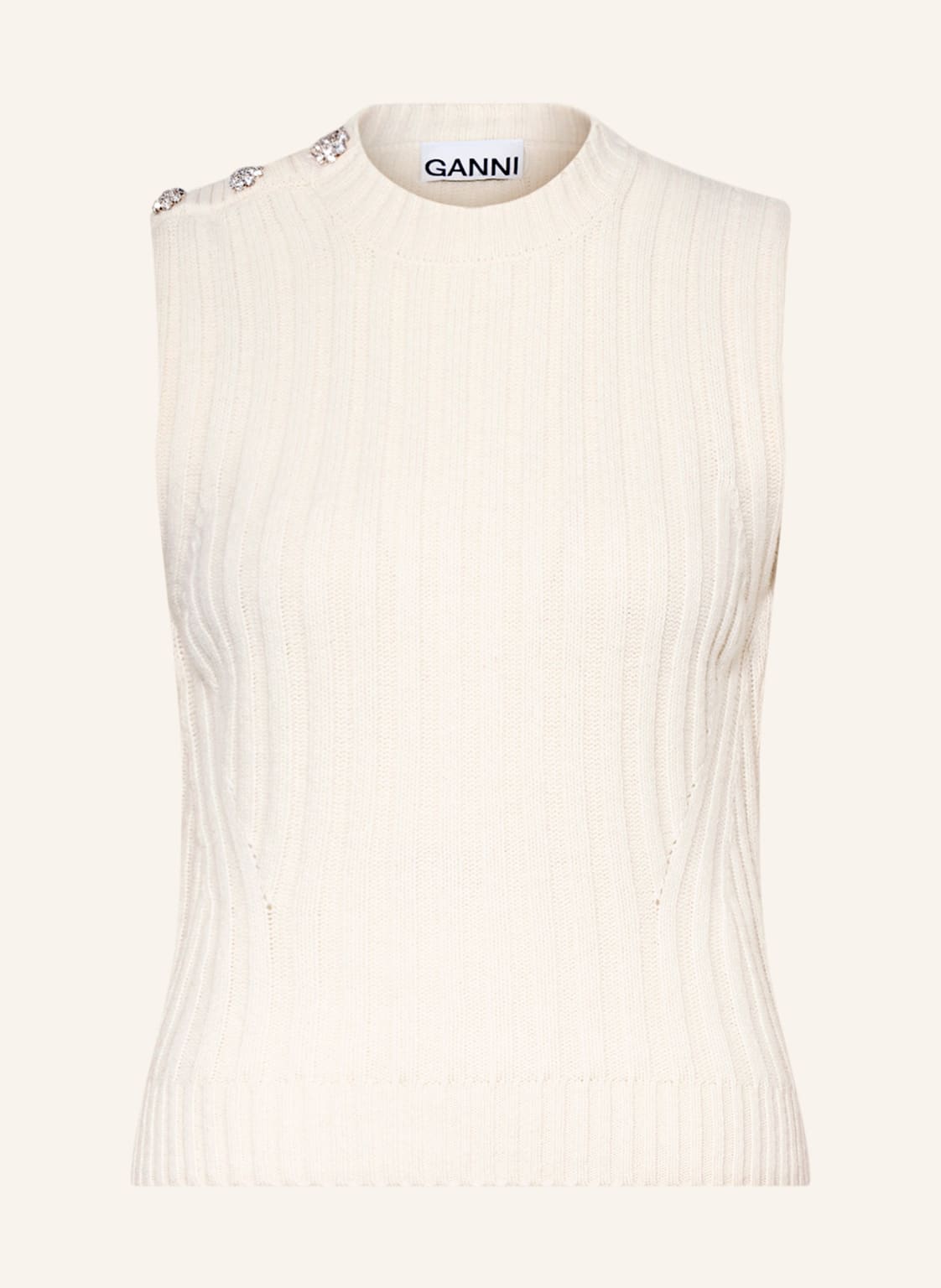 Image of Ganni Pullunder Mit Schmuckknöpfen weiss