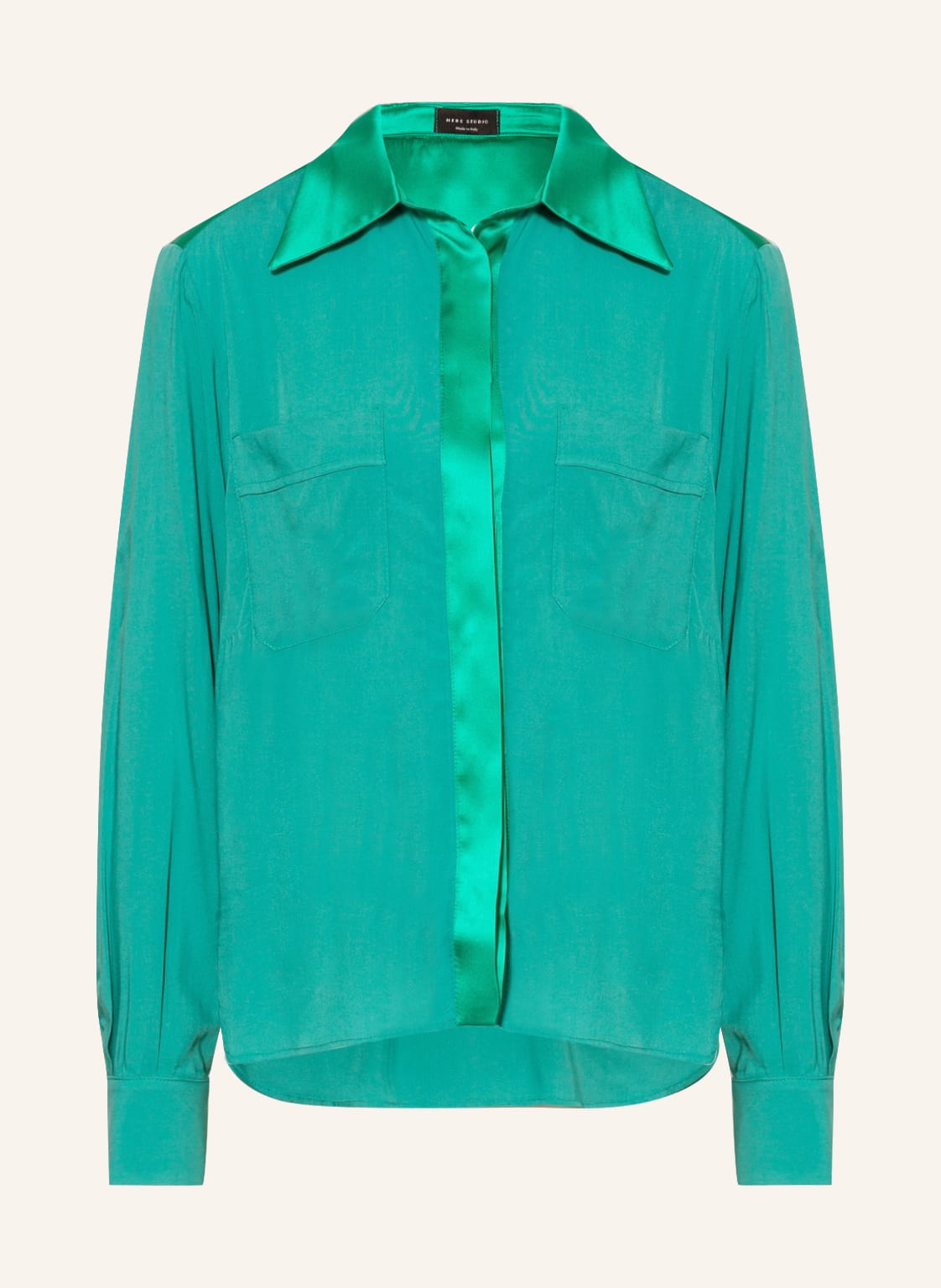 Image of Hebe Studio Hemdbluse Im Materialmix gruen