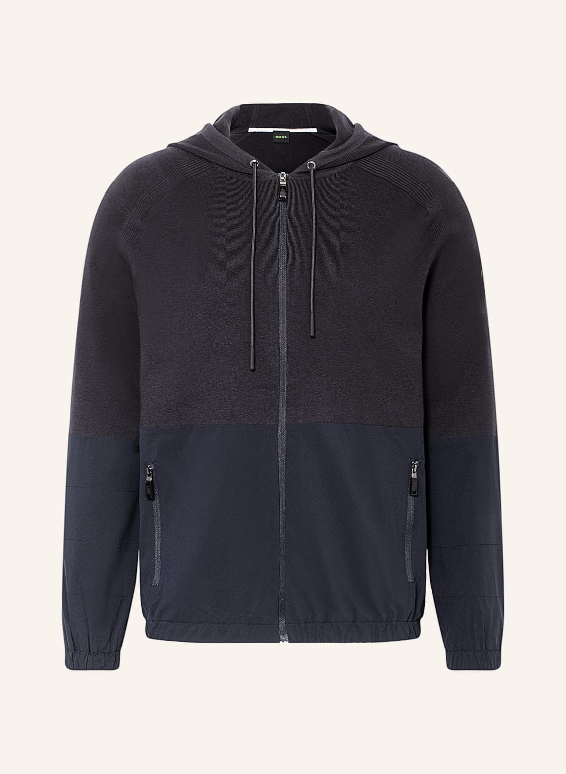 Image of Boss Sweatjacke Marbak Im Materialmix blau