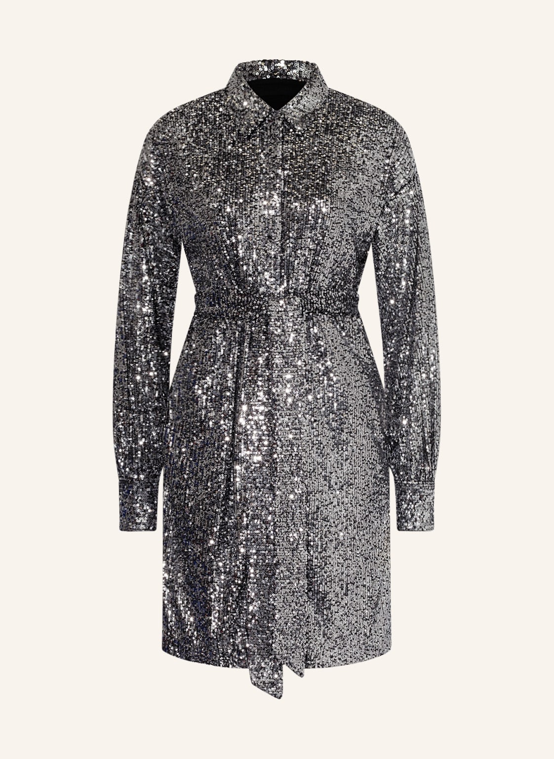 Image of Mrs & Hugs Hemdblusenkleid Mit Pailletten silber