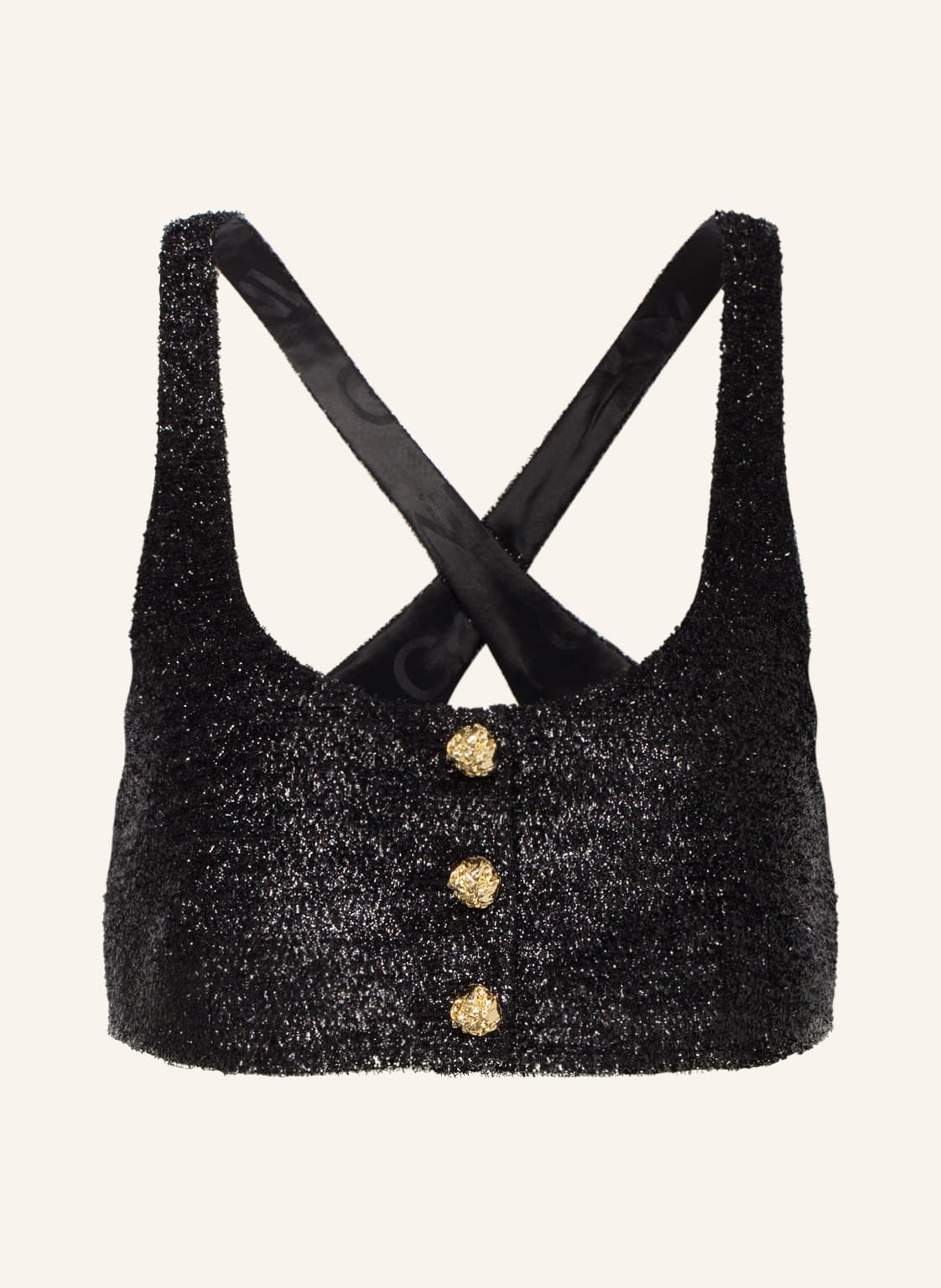 Image of Ganni Cropped-Top Sparkle schwarz