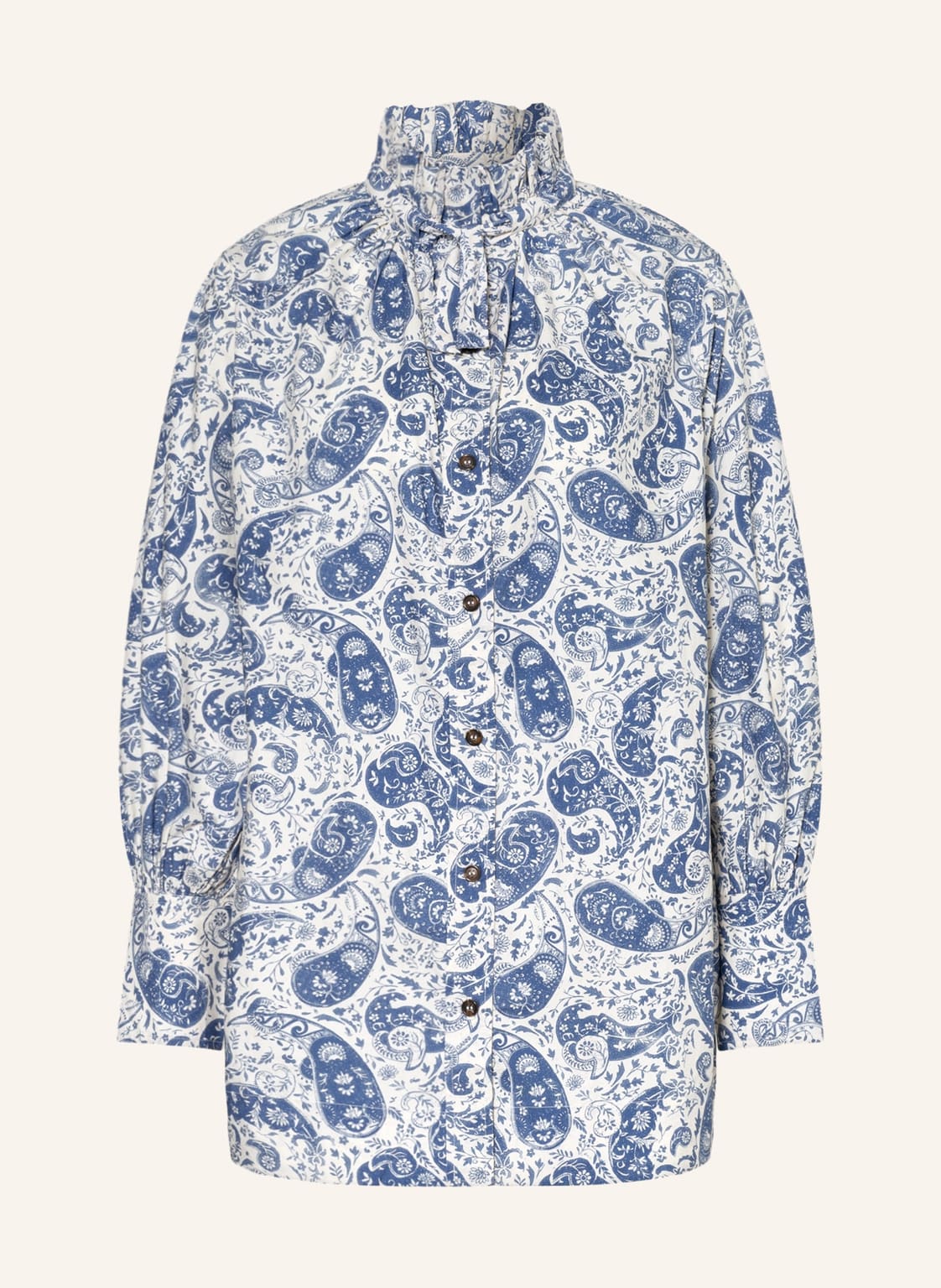 Image of Ganni Bluse Mit Rüschen blau