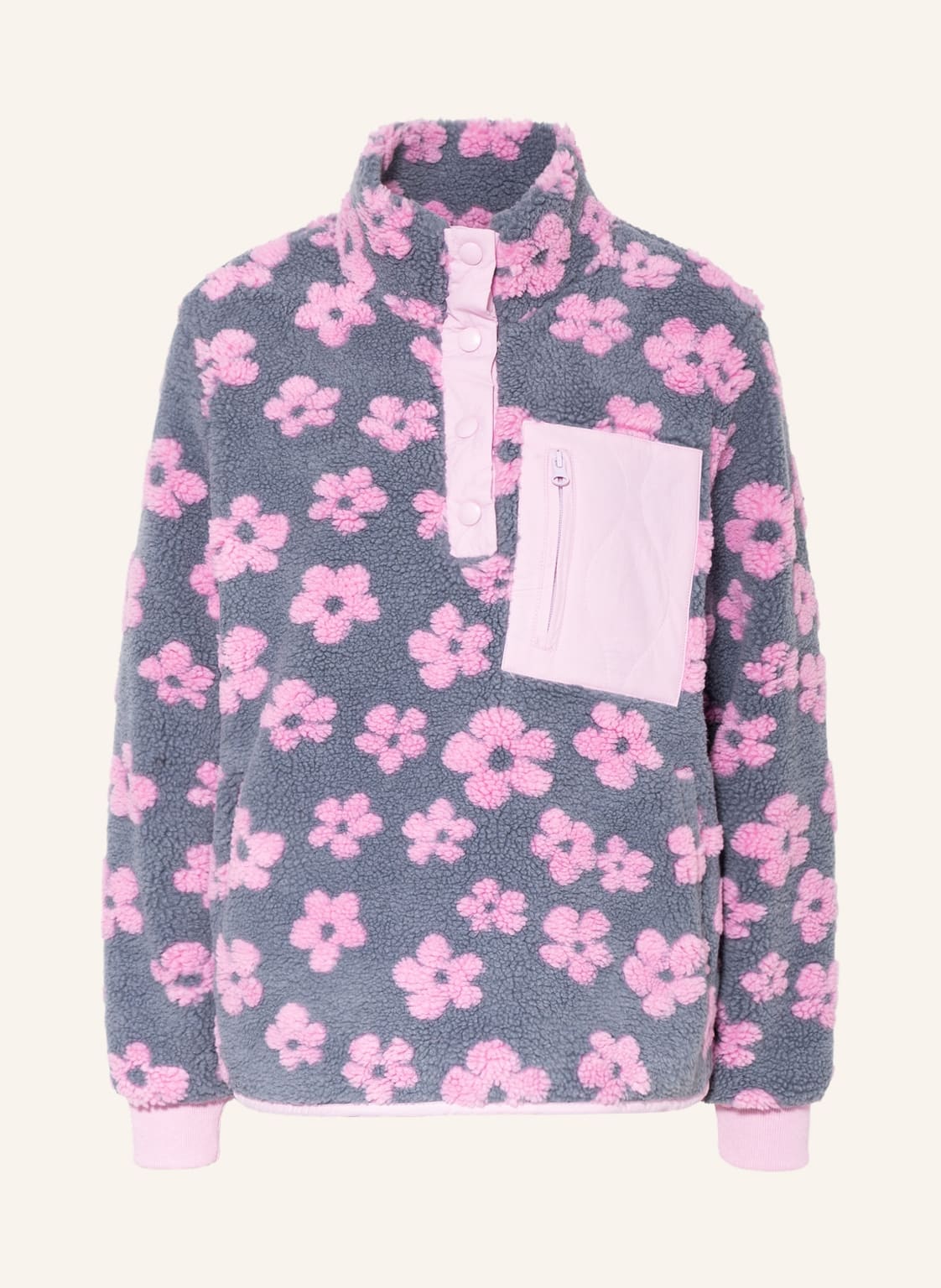 Image of Neo Noir Schlupfjacke Chuny Flower Aus Teddyfell grau