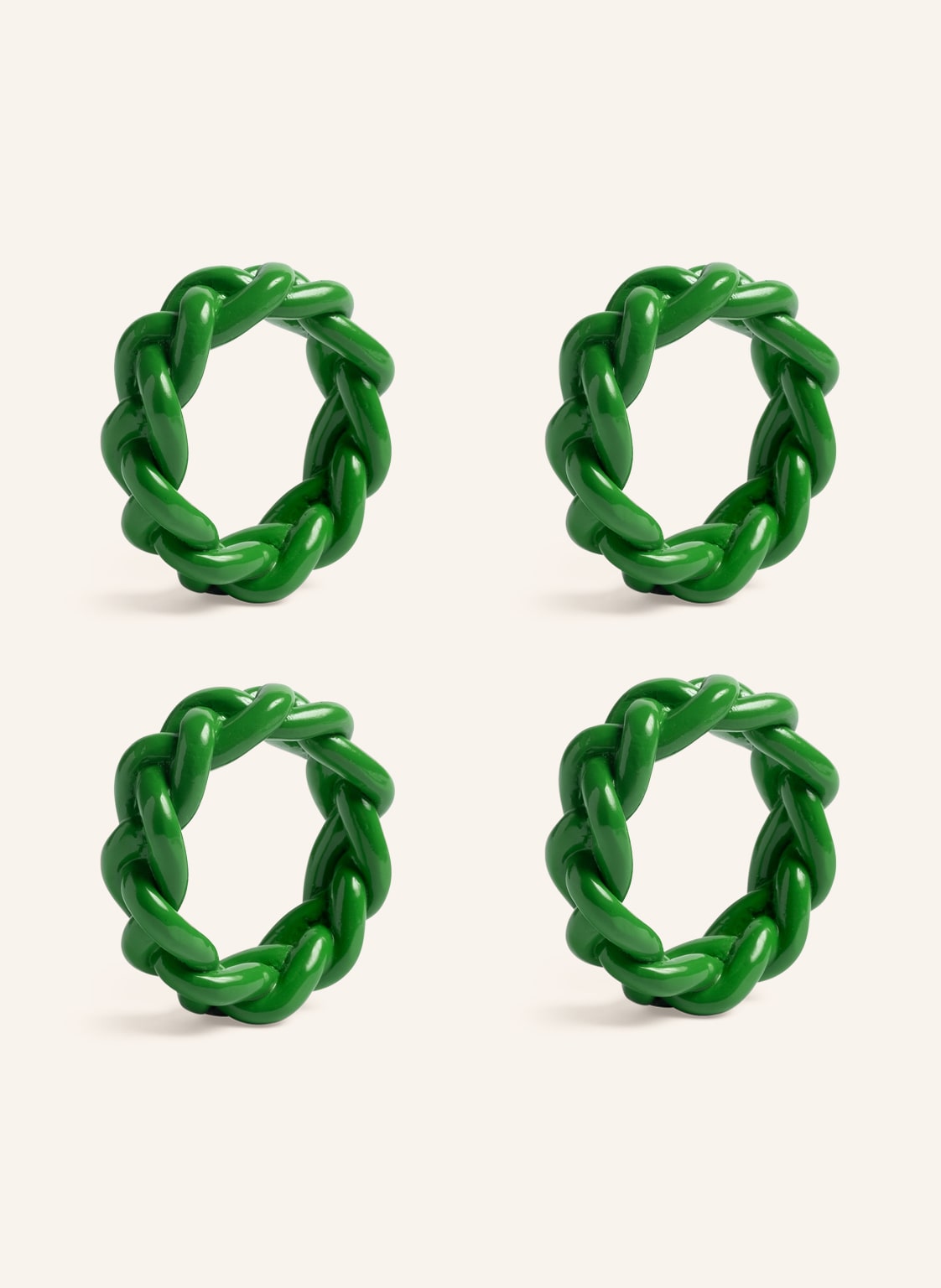 Image of &K Amsterdam 4er-Set Serviettenringe Braid gruen