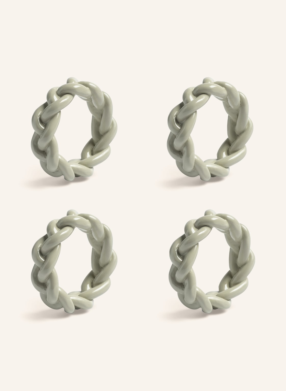 Image of &K Amsterdam 4er-Set Serviettenringe Braid grau