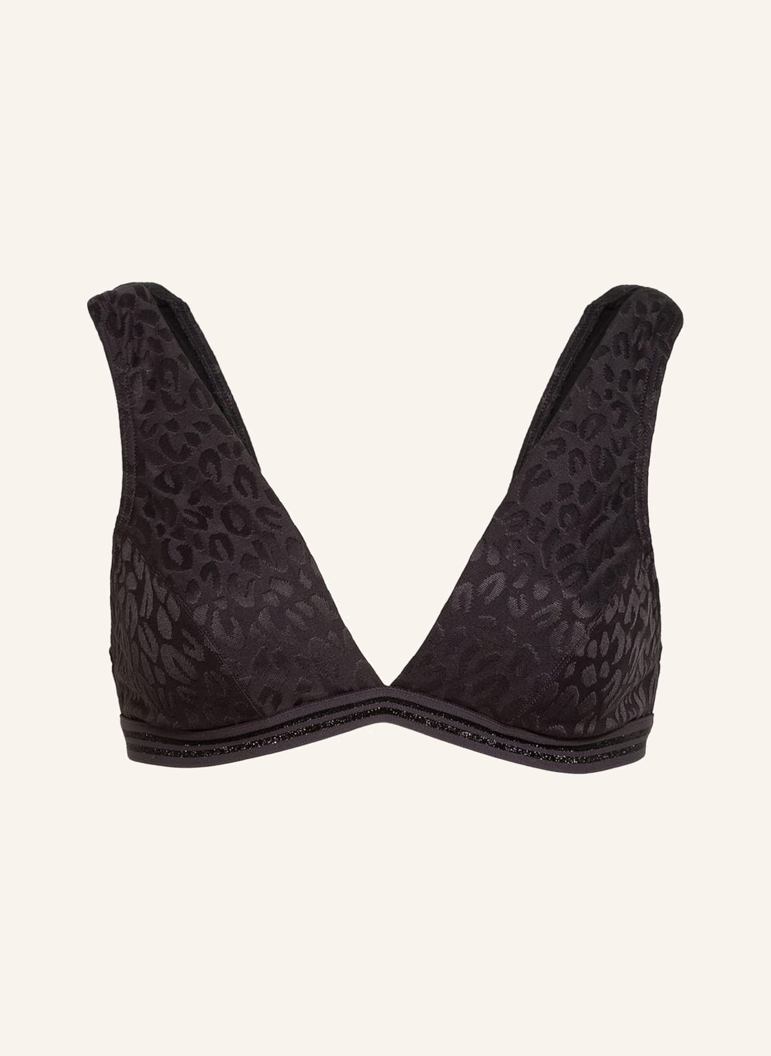 Image of Beachlife Bustier-Bikini-Top Textured Leo Mit Glitzergarn schwarz